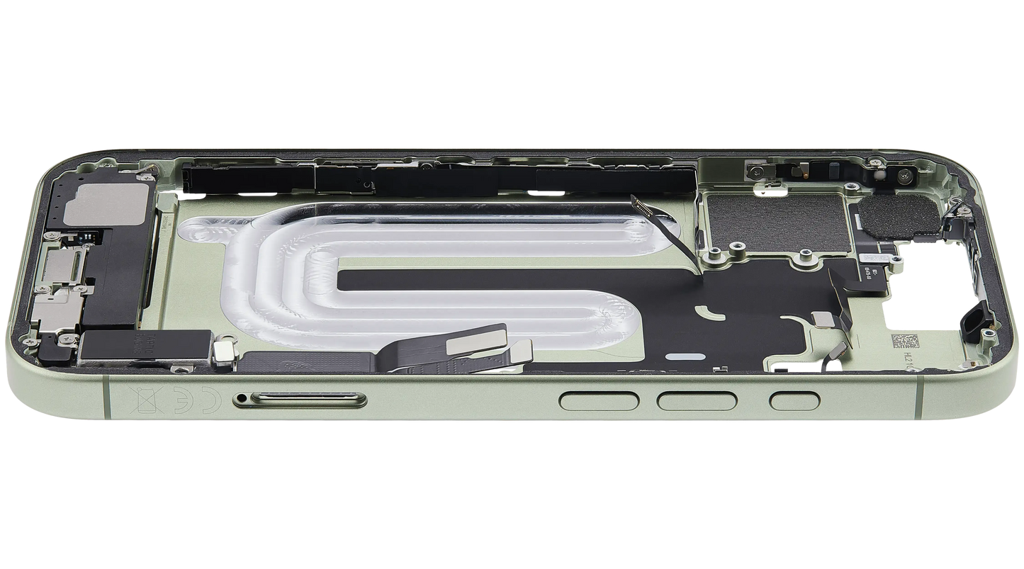 Mid-Frame Housing W/ Charging Port Flex & Small Parts For iPhone 17 (EU / Global Version) (Pull) (Sage)