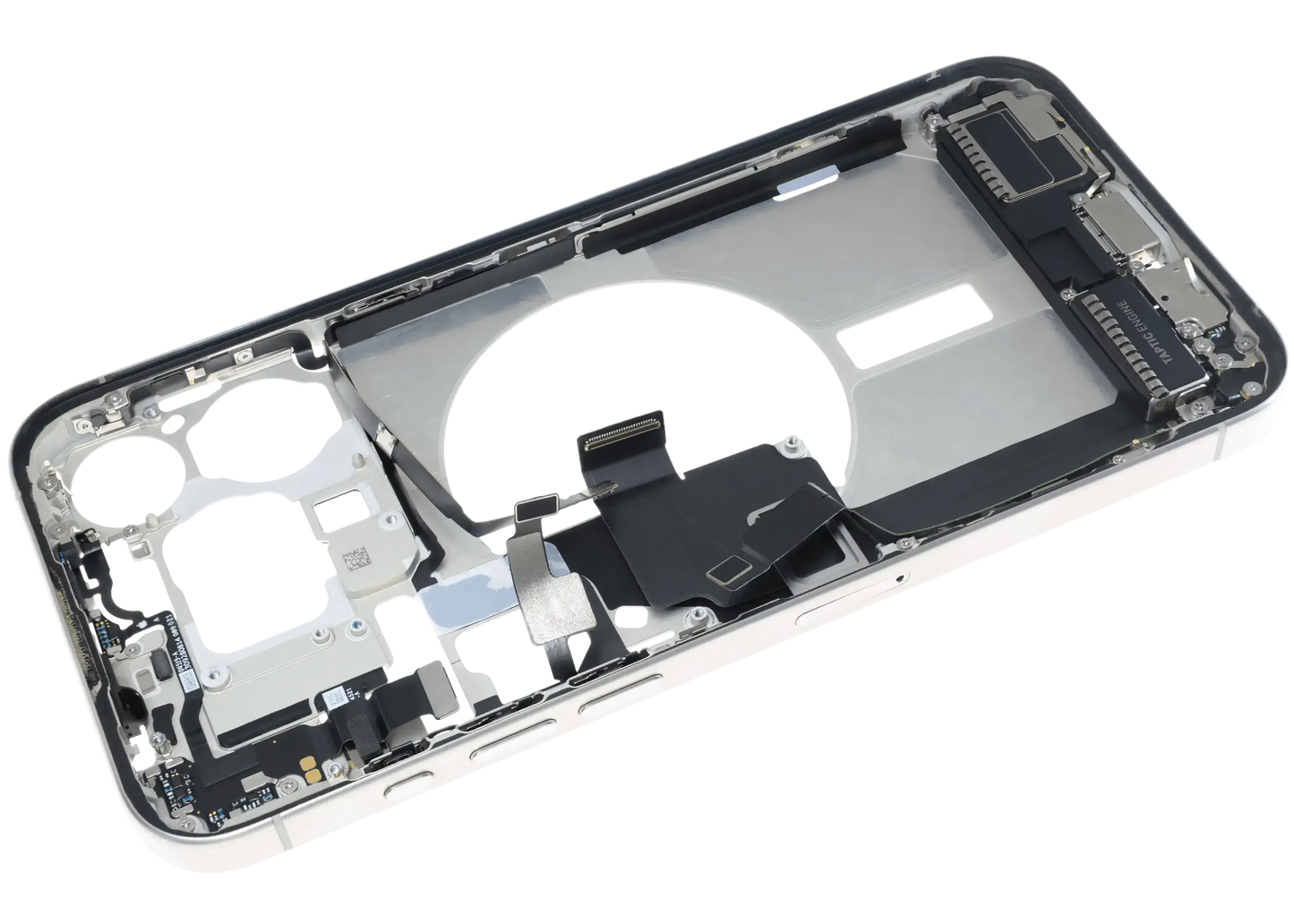 Mid-Frame Housing W/ Charging Port Flex & Small Parts For iPhone 15 Pro Max (EU / Global Version) (Pull) (White Titanium)