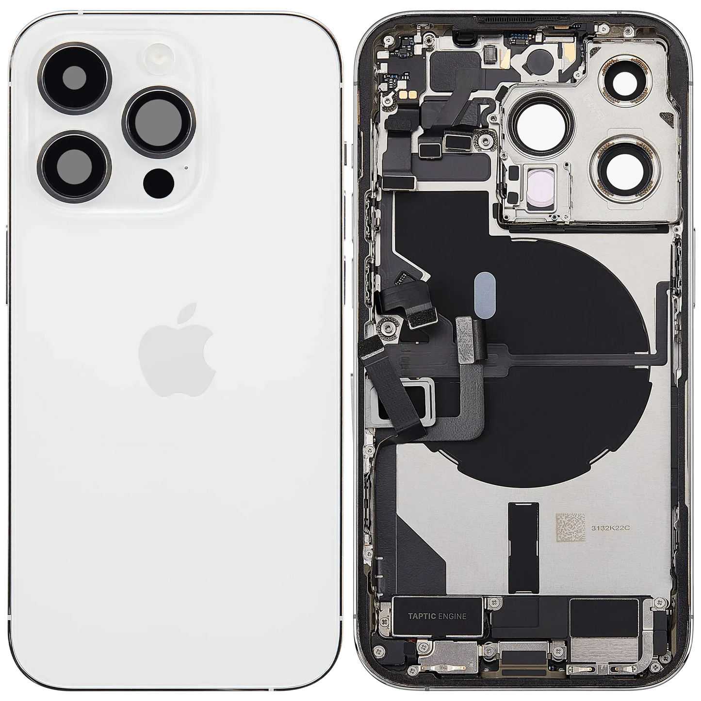 Back Housing W/ Charging Port Flex & Small Parts For iPhone 14 Pro (EU / Global Version) (Pull) (Silver)