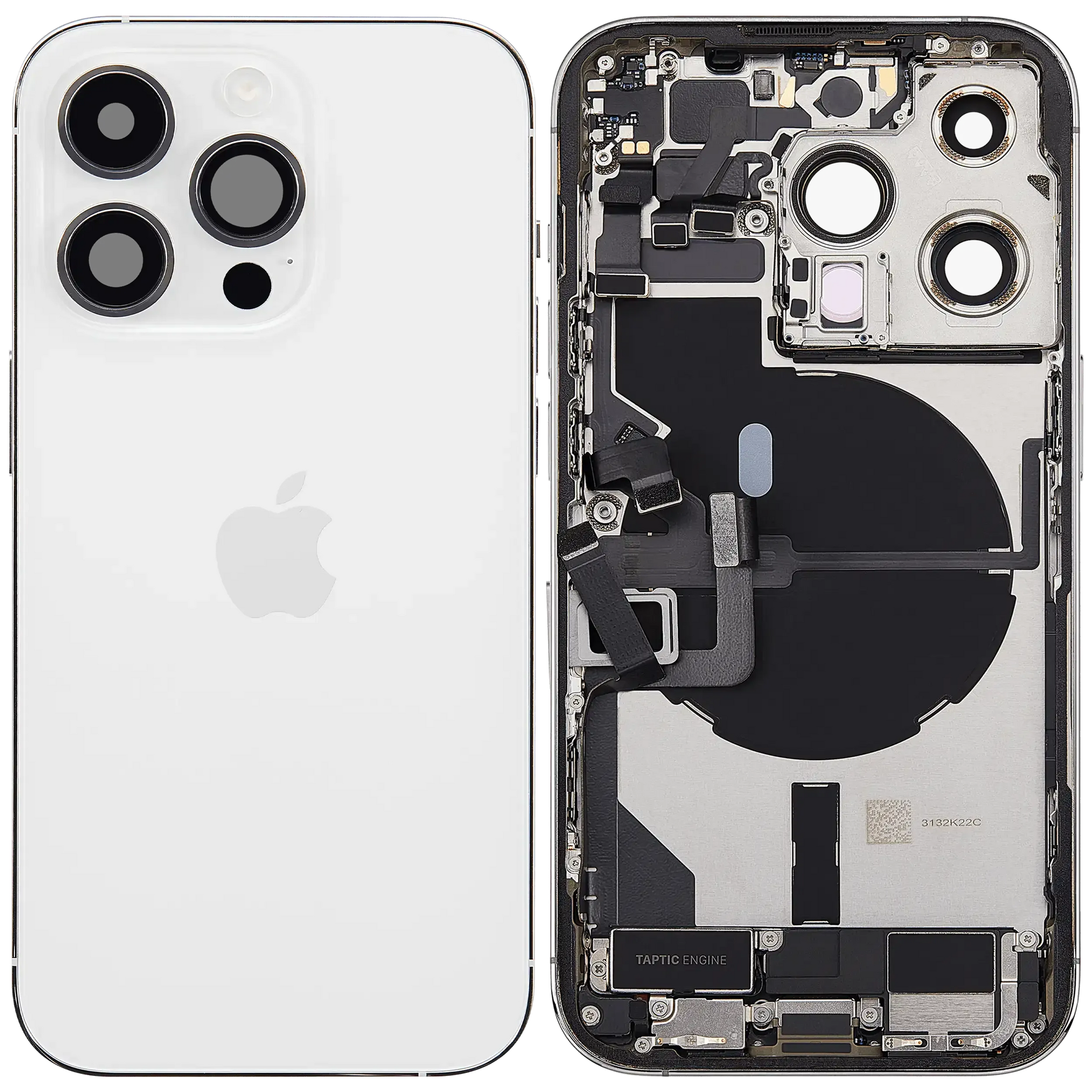 Back Housing W/ Charging Port Flex & Small Parts For iPhone 14 Pro (EU / Global Version) (Pull) (Silver)
