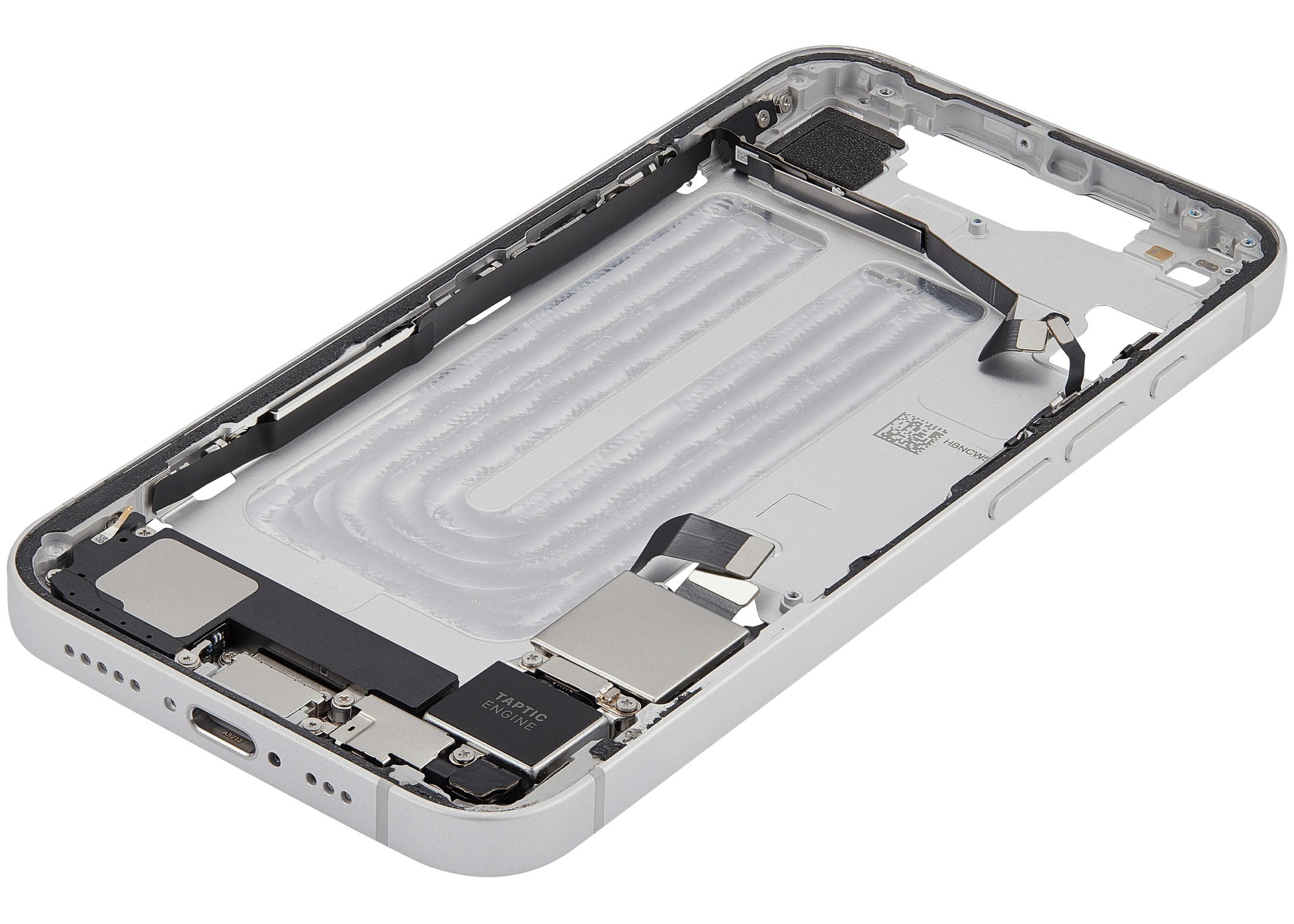 Mid-Frame Housing W/ Charging Port Flex & Small Parts For iPhone 16e (US Version) (Pull) (White)