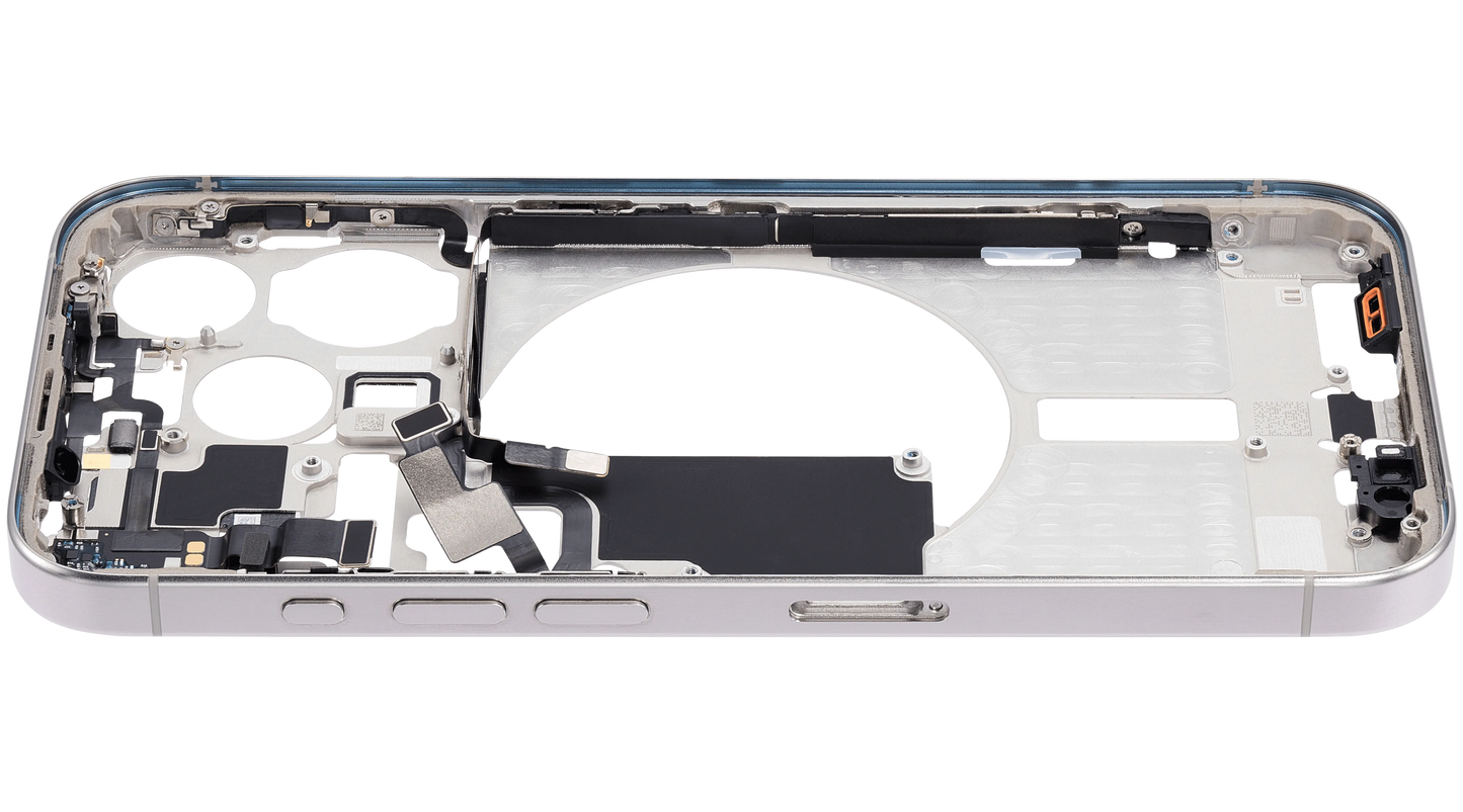 Mid-Frame Housing W/ Small Parts For iPhone 15 Pro (EU / Global Version) (Pull) (White Titanium)