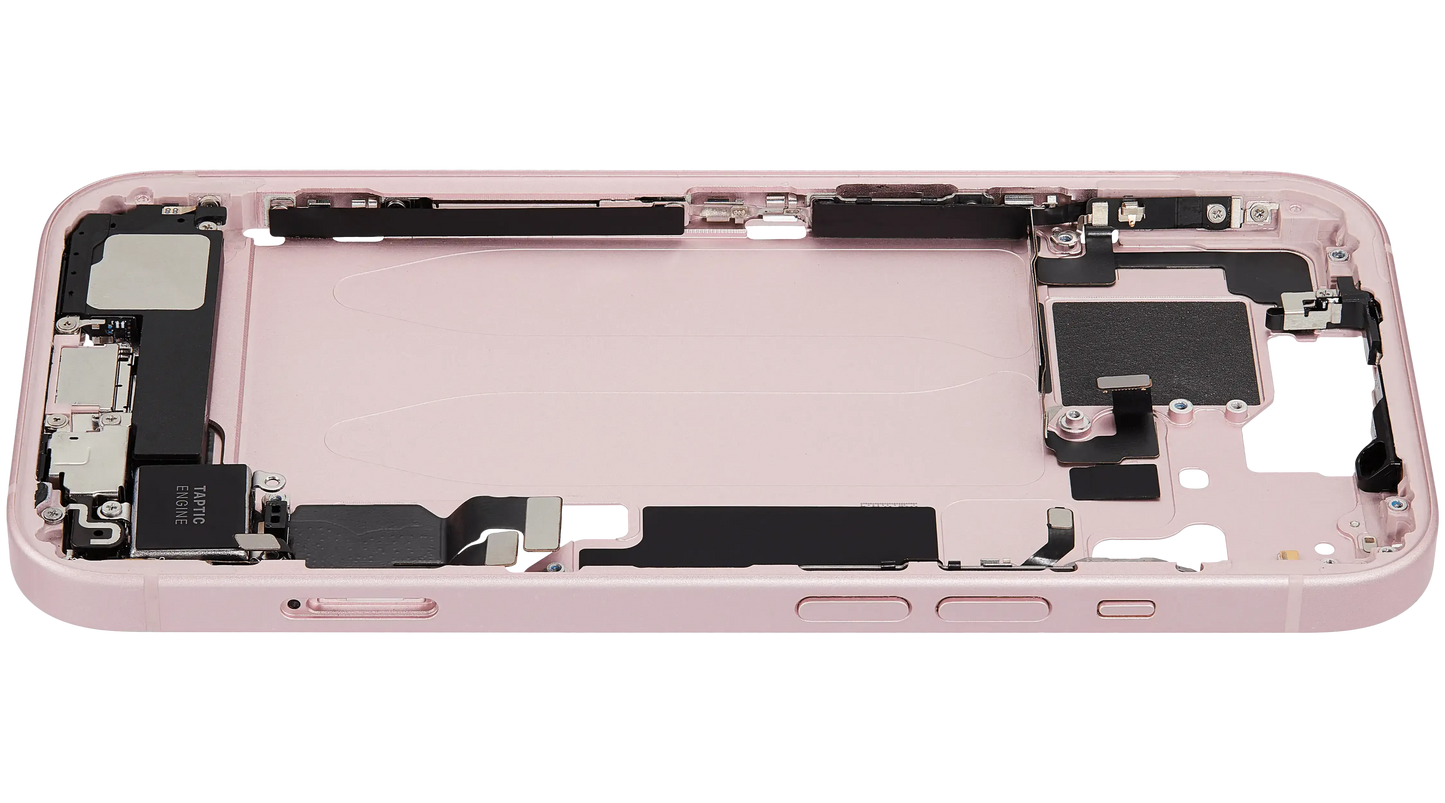 Mid-Frame Housing W/ Charging Port Flex & Small Parts For iPhone 15 (EU / Global Version) (Pull) (Pink)