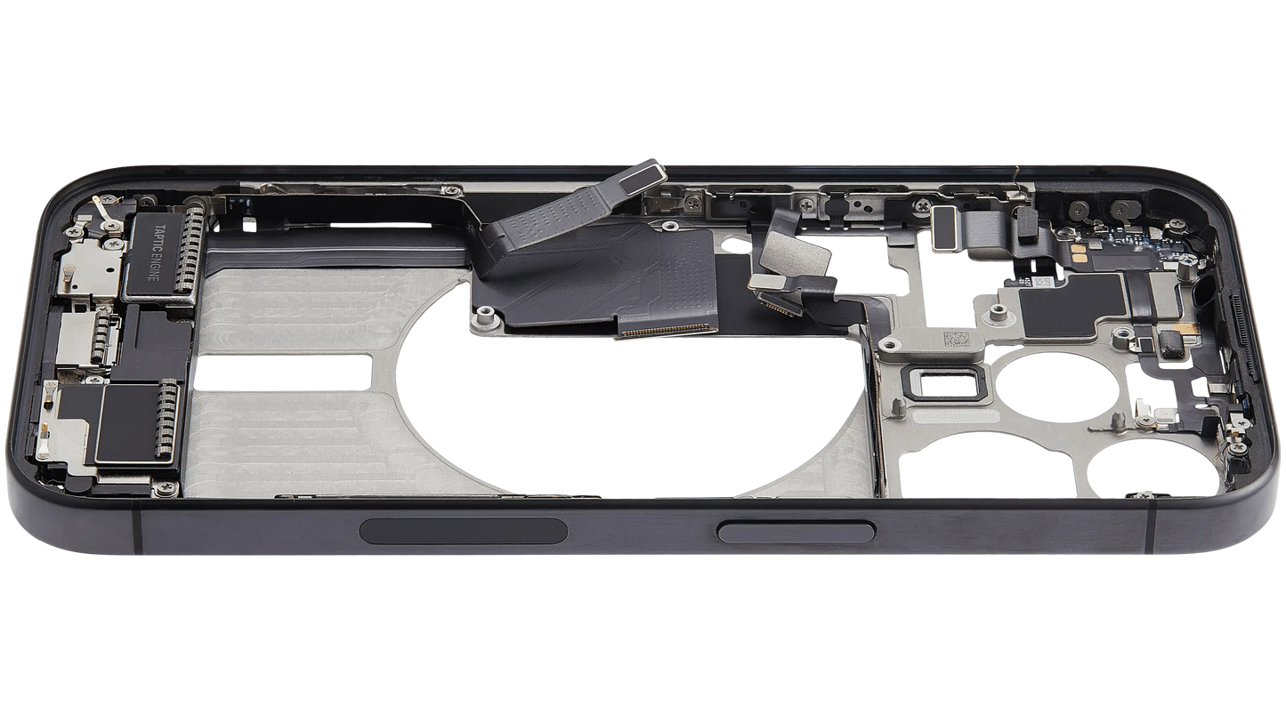 Mid-Frame Housing W/ Charging Port Flex & Small Parts For iPhone 15 Pro (US Version) (Pull) (Black Titanium)