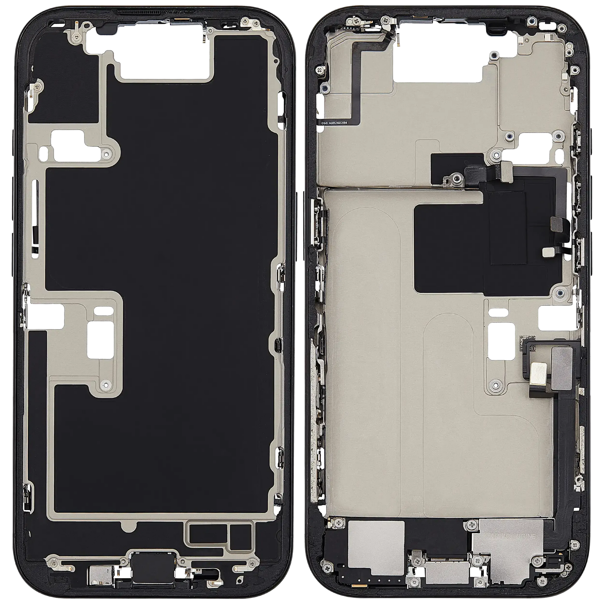 Mid-Frame Housing W/ Charging Port Flex & Small Parts For iPhone 16 Pro (EU / Global Version) (Pull) (Black Titanium)