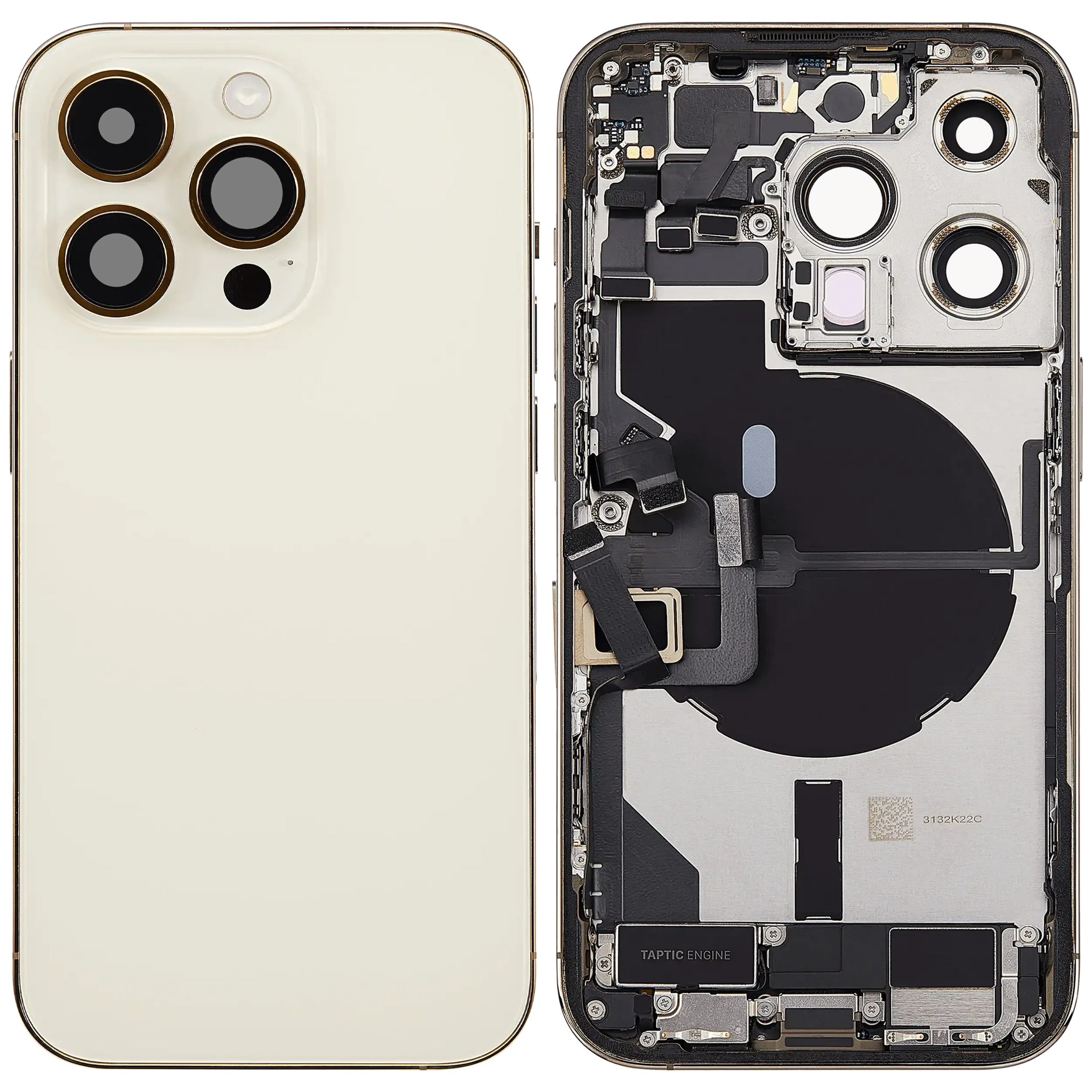 Back Housing W/ Charging Port Flex & Small Parts For iPhone 14 Pro (EU / Global Version) (Pull) (Gold)