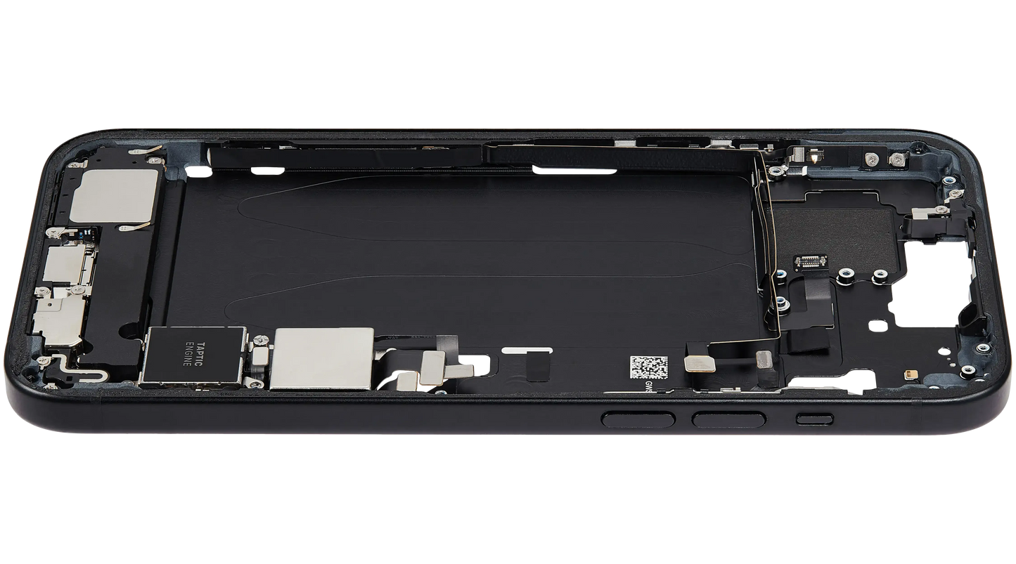 Mid-Frame Housing W/ Charging Port Flex & Small Parts For iPhone 15 Plus (US Version) (Pull) (Black)