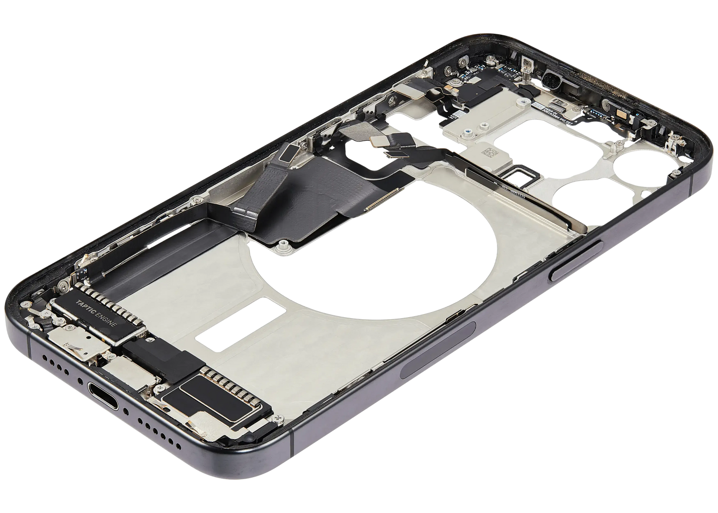 Mid-Frame Housing W/ Charging Port Flex & Small Parts For iPhone 15 Pro Max (US Version) (Pull) (Black Titanium)