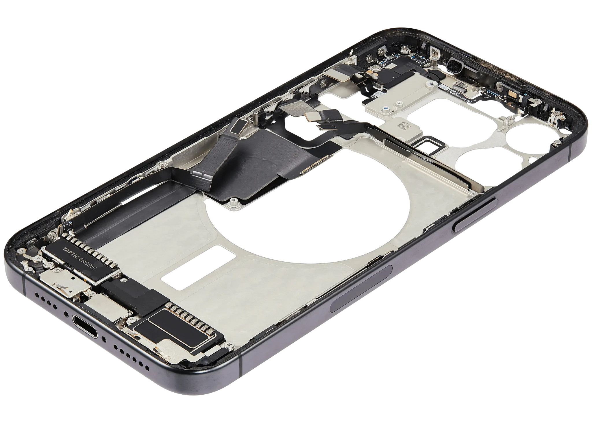 Mid-Frame Housing W/ Charging Port Flex & Small Parts For iPhone 15 Pro Max (US Version) (Pull) (Black Titanium)