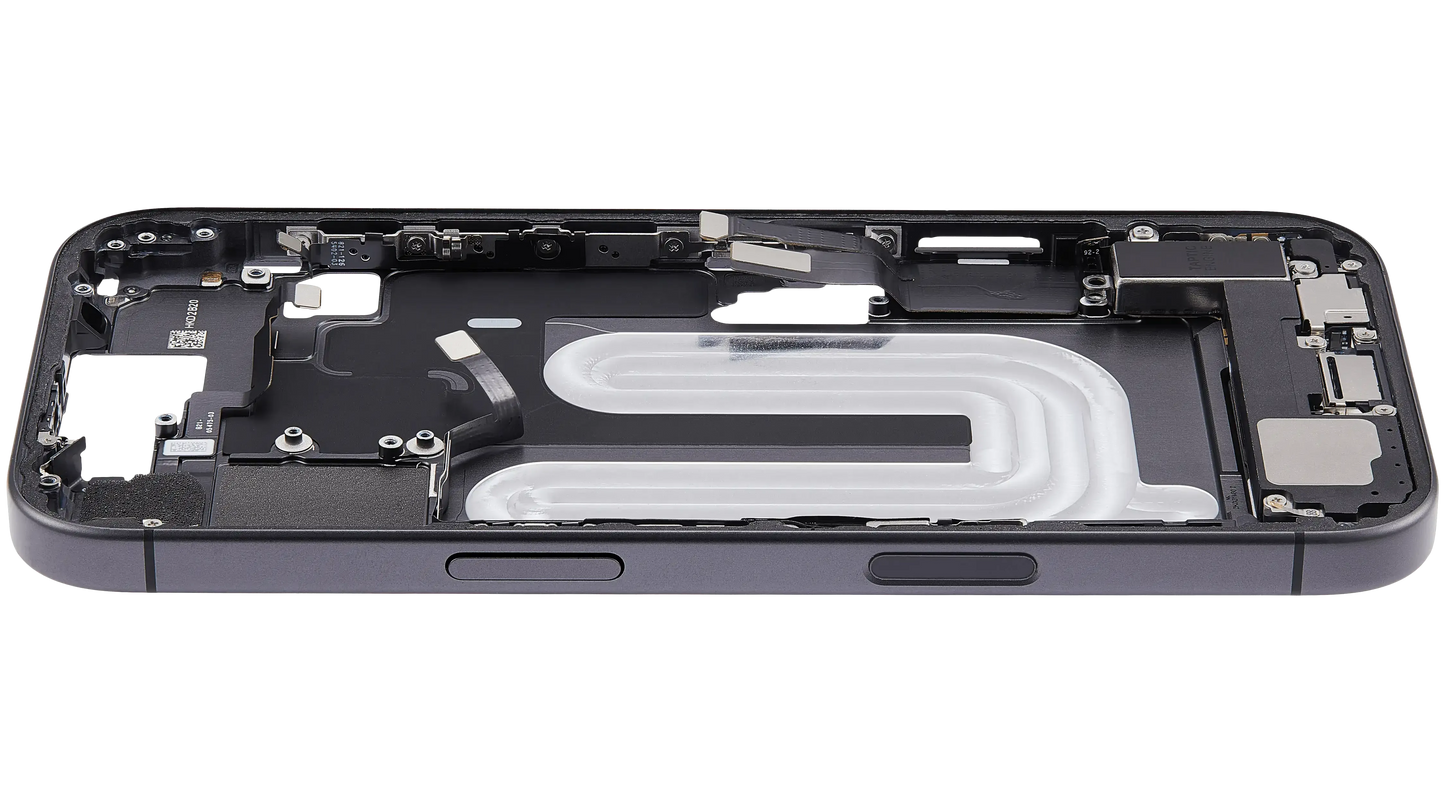 Mid-Frame Housing W/ Charging Port Flex & Small Parts For iPhone 17 (EU / Global Version) (Pull) (Black)
