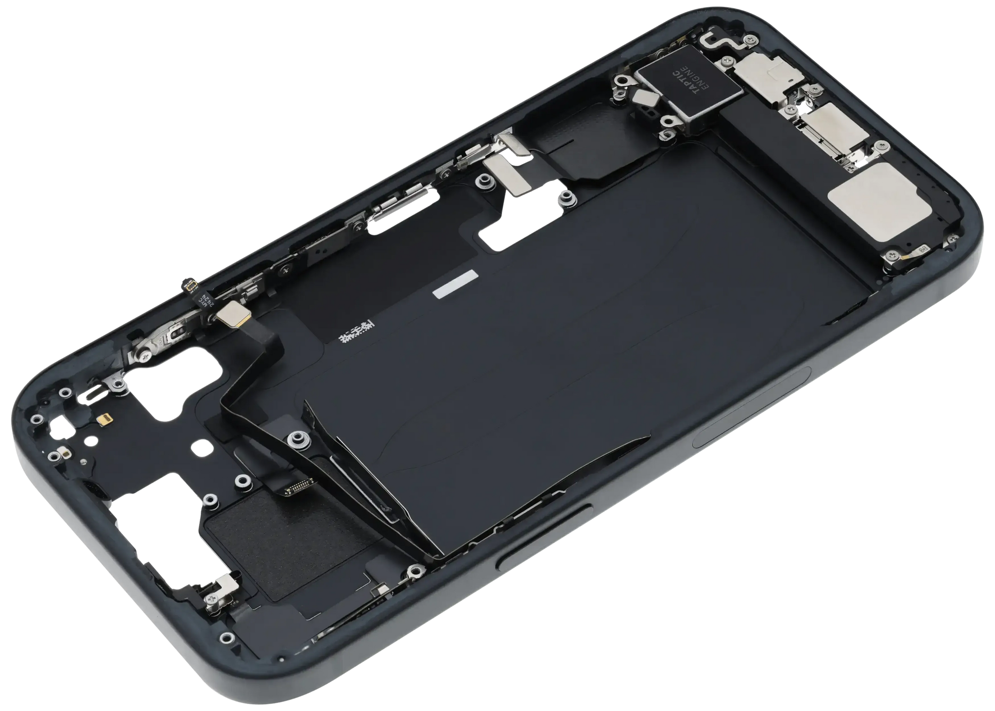 Mid-Frame Housing W/ Charging Port Flex & Small Parts For iPhone 15 (US Version) (Pull) (Black)