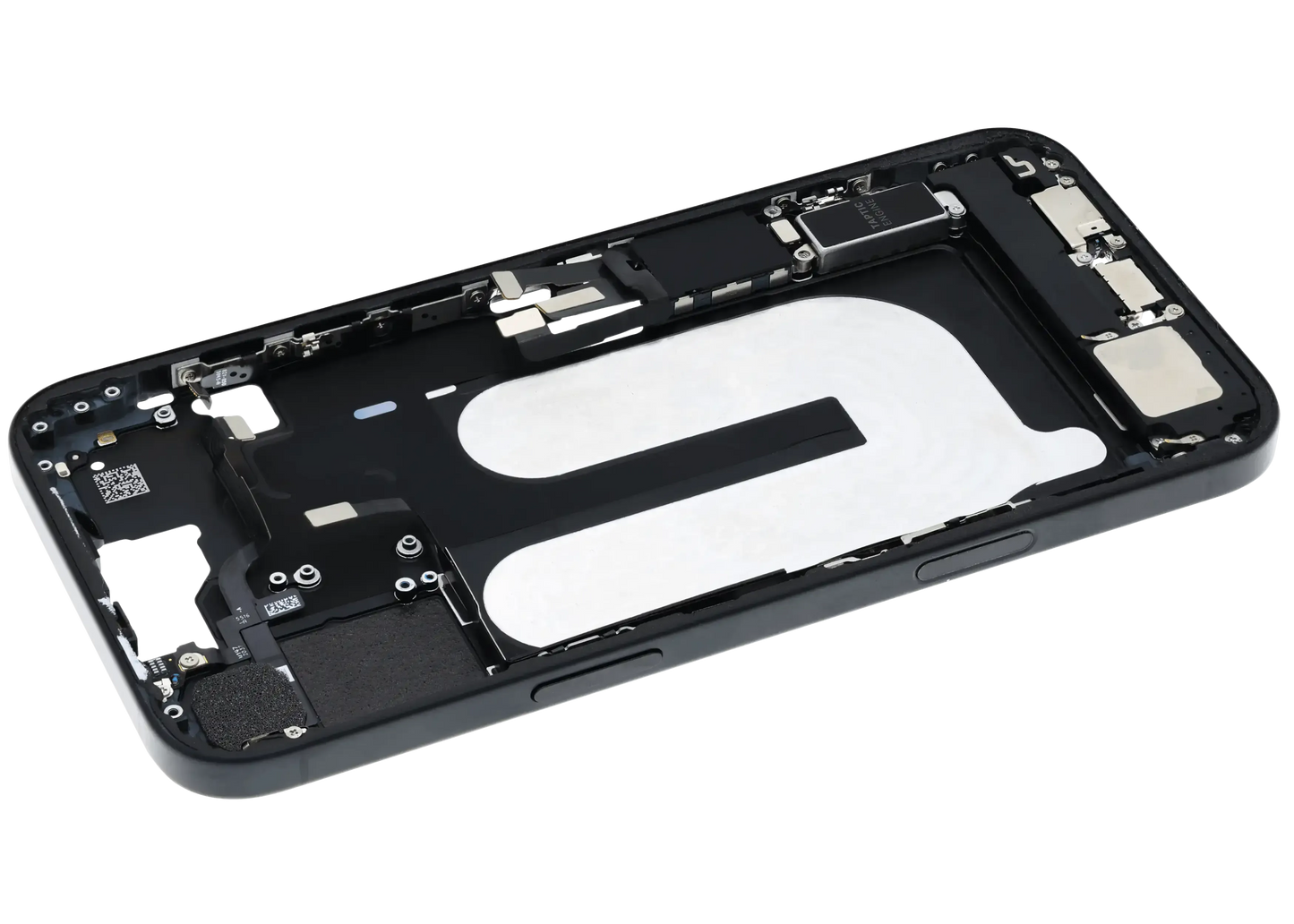 Mid-Frame Housing W/ Charging Port Flex & Small Parts For iPhone 16 Plus (EU / Global Version) (Pull) (Black)
