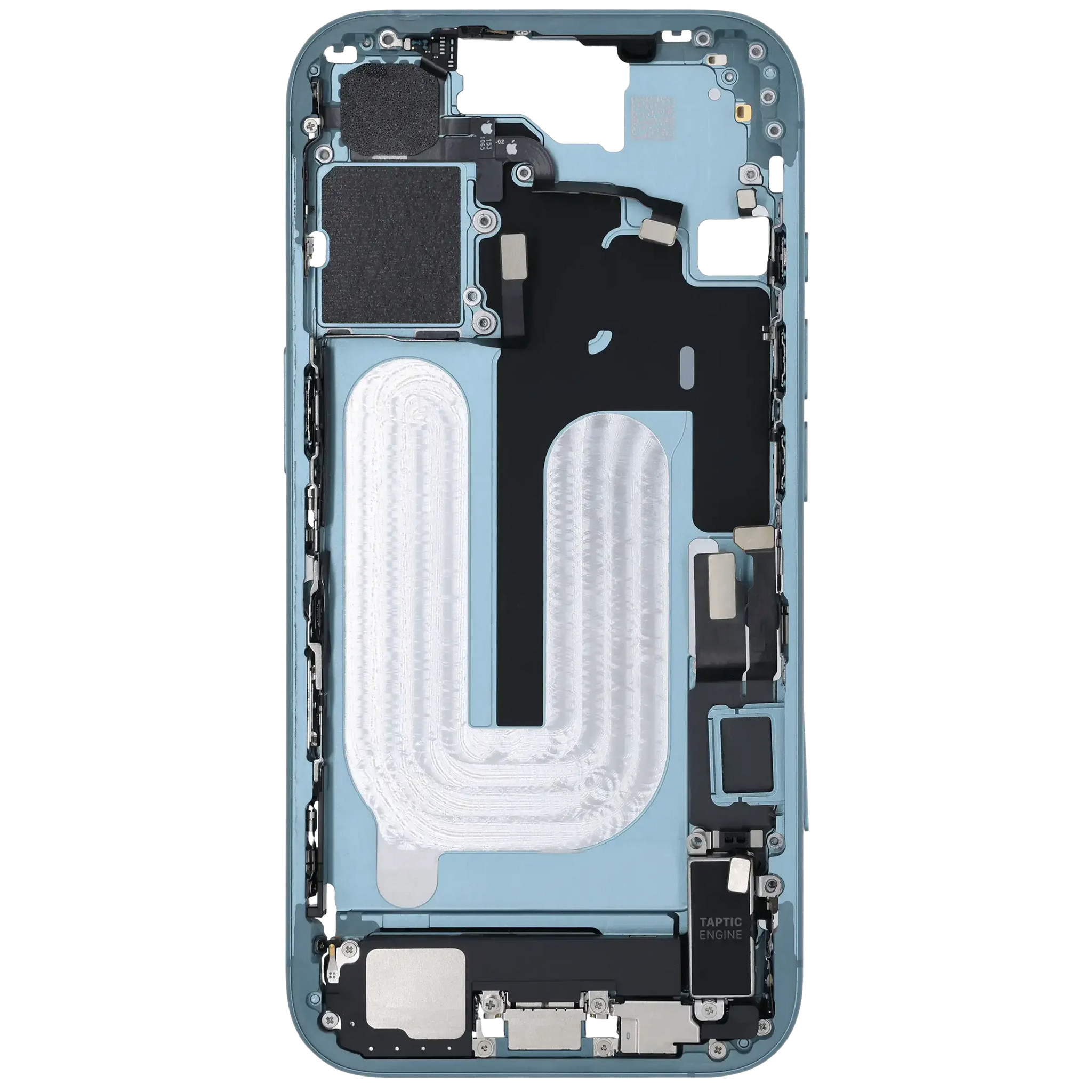 Mid-Frame Housing W/ Charging Port Flex & Small Parts For iPhone 16 (EU / Global Version) (Pull) (Teal)