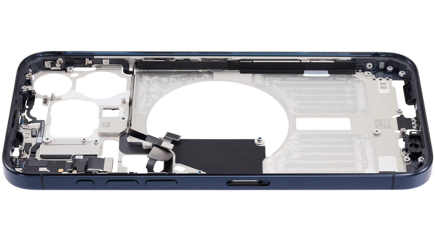 Mid-Frame Housing W/ Small Parts For iPhone 15 Pro Max (EU / Global Version) (Used OEM Pull: Grade A) (Blue Titanium)