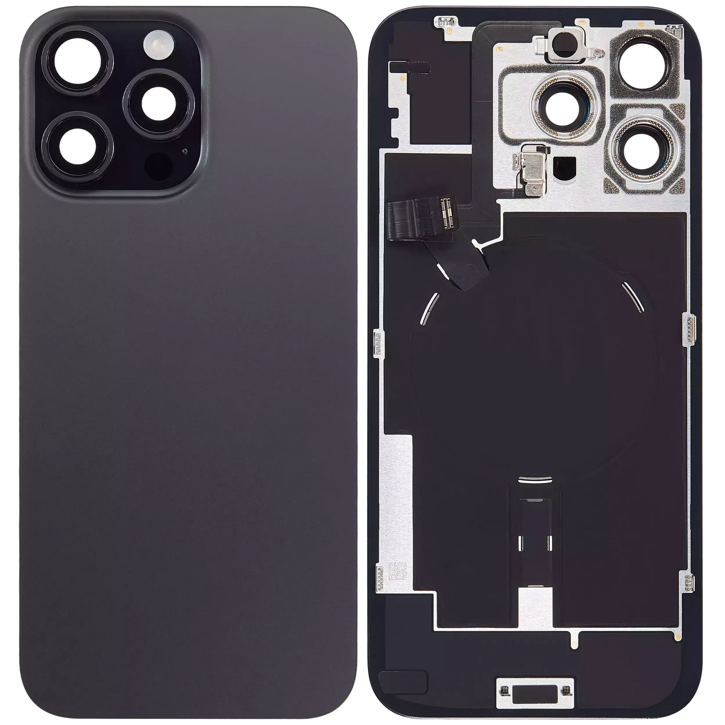 Back Glass w/ MagSafe Magnet & NFC & Flashlight Flex For iPhone 16 Pro Max (Used OEM Pull: Grade A) (Black Titanium)