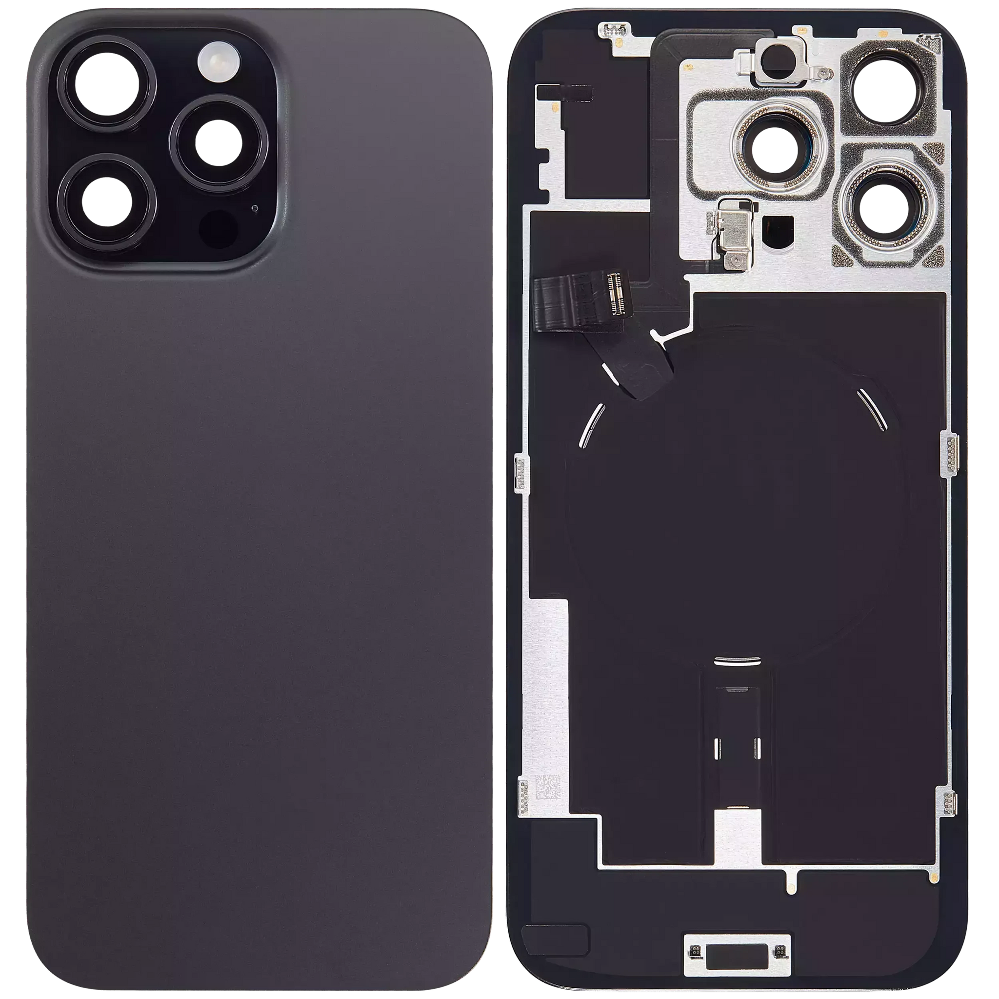 Back Glass w/ MagSafe Magnet & NFC & Flashlight Flex For iPhone 16 Pro Max (Used OEM Pull: Grade A) (Black Titanium)