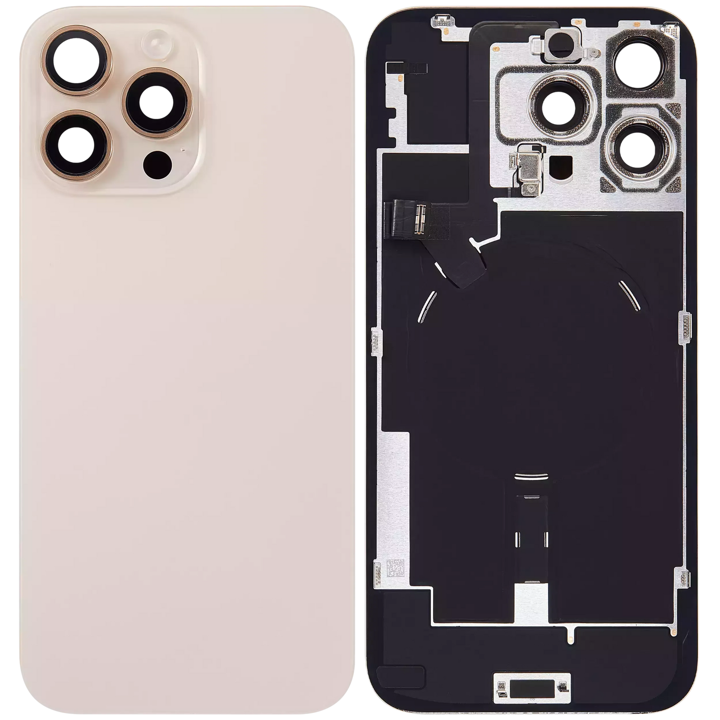 Back Glass w/ MagSafe Magnet & NFC & Flashlight Flex For iPhone 16 Pro Max (Pull) (Desert Titanium)