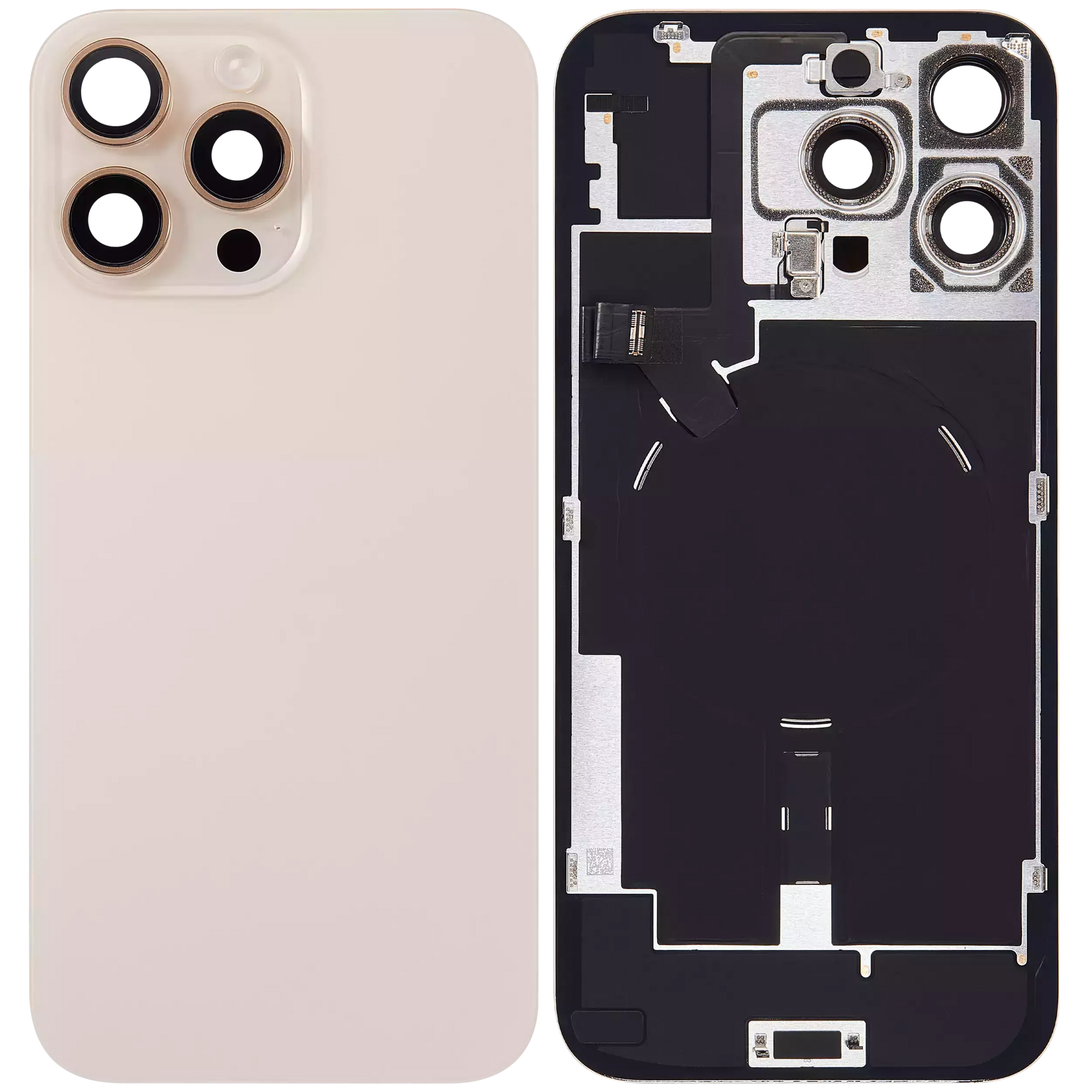 Back Glass w/ MagSafe Magnet & NFC & Flashlight Flex For iPhone 16 Pro Max (Pull) (Desert Titanium)