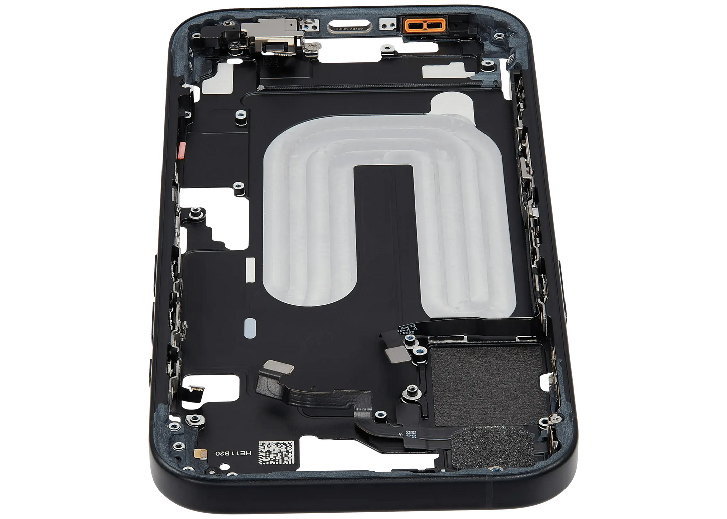 Mid-Frame Housing W/ Small Parts For iPhone 16 (EU / Global Version) (Pull) (Black)