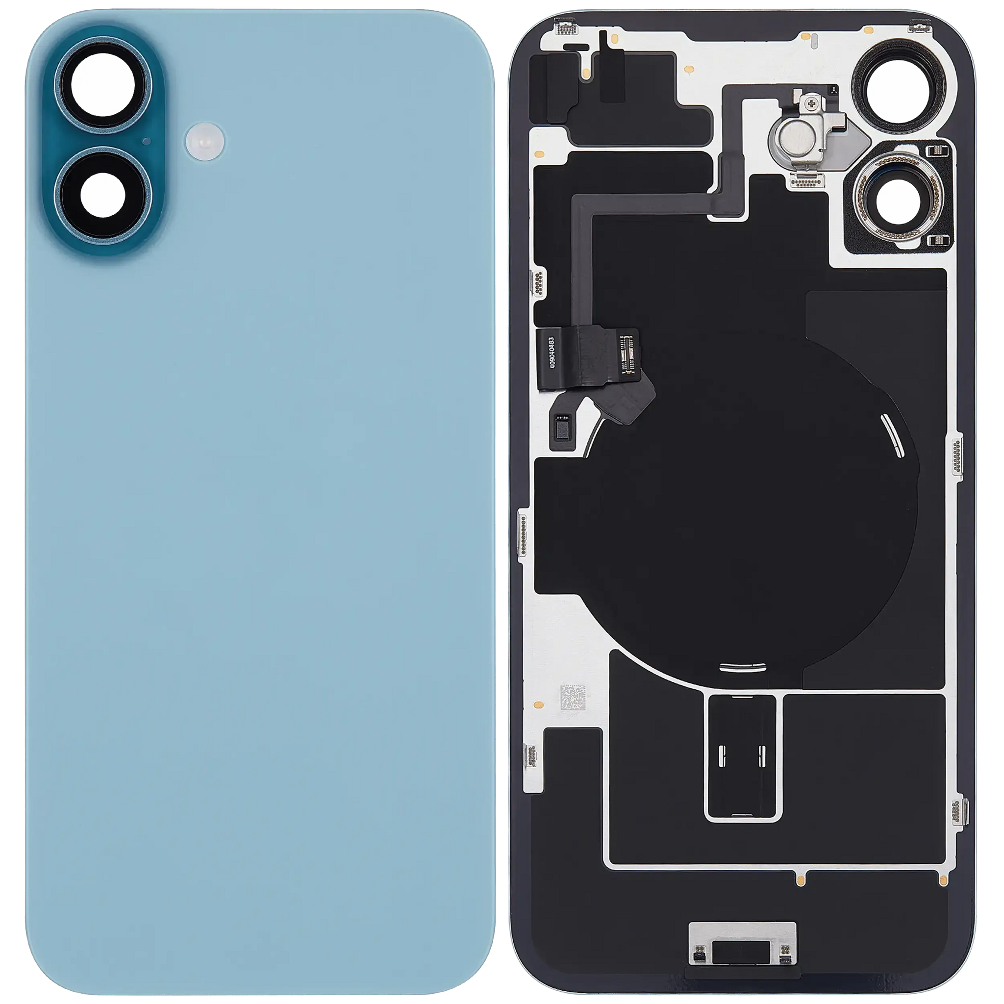 Back Glass w/ MagSafe Magnet & NFC & Flashlight Flex For iPhone 16 Plus (Pull) (Teal)