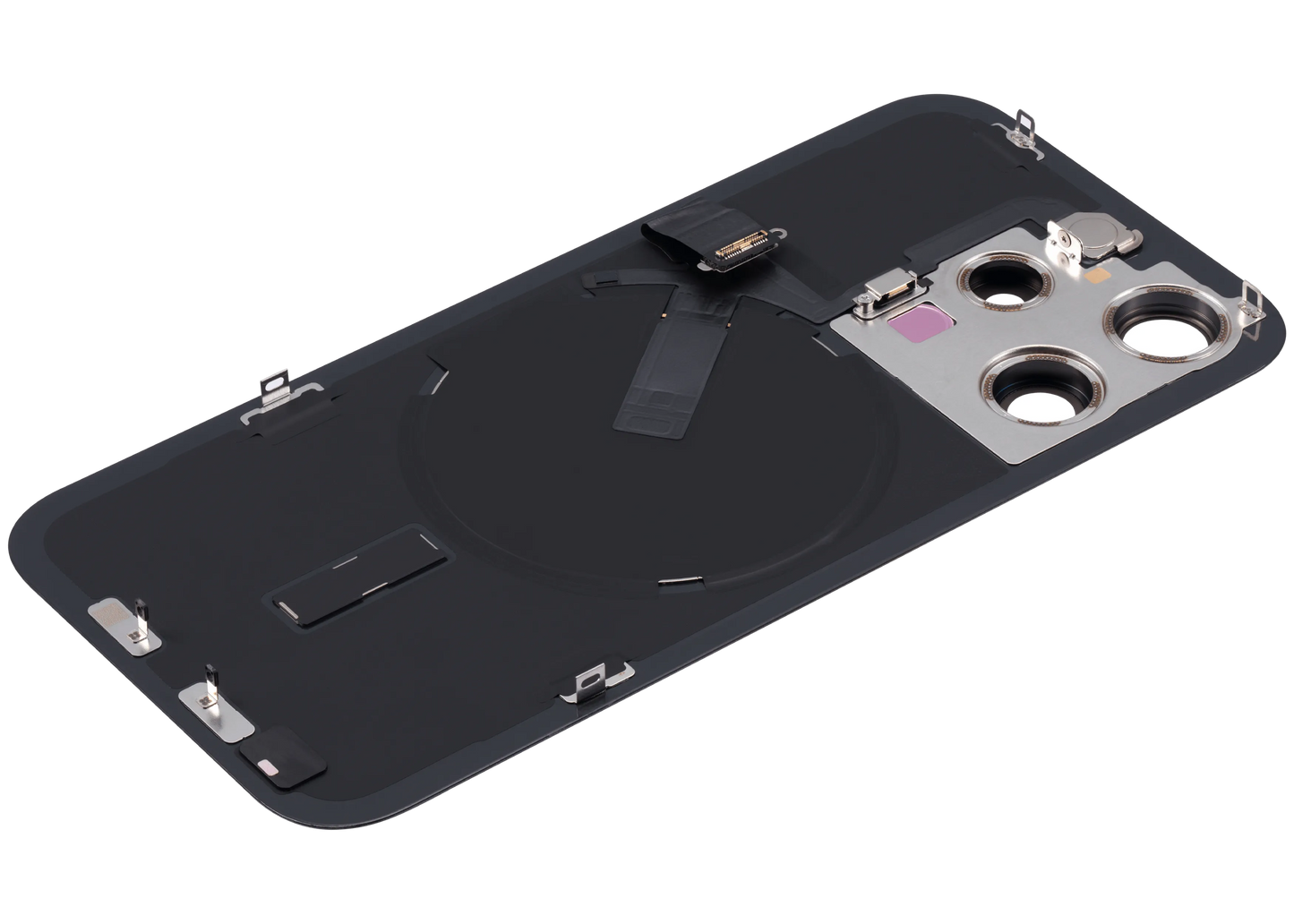 Back Glass w/ MagSafe Magnet & NFC & Flashlight Flex For iPhone 15 Pro (Pull) (Black Titanium)
