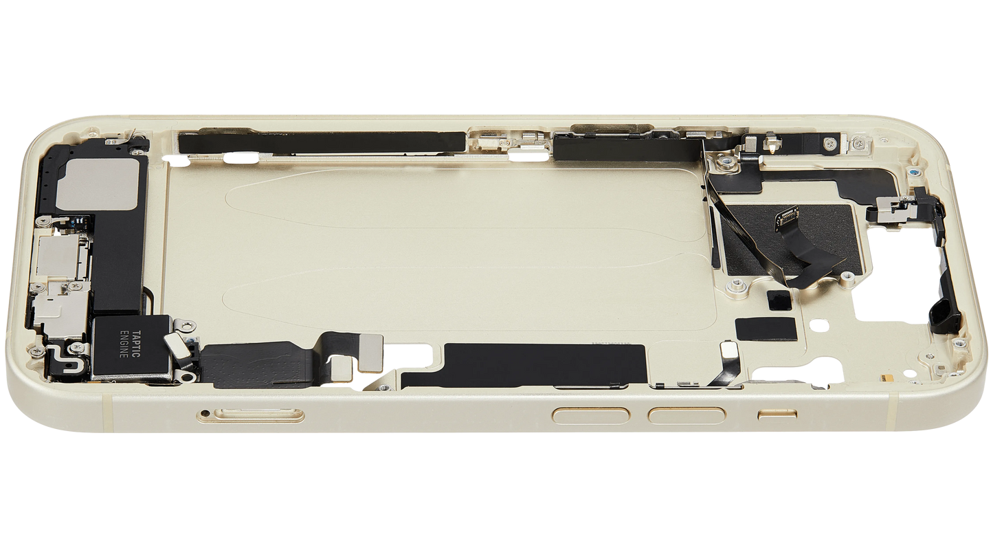 Mid-Frame Housing W/ Charging Port Flex & Small Parts For iPhone 15 (EU / Global Version) (Pull) (Yellow)
