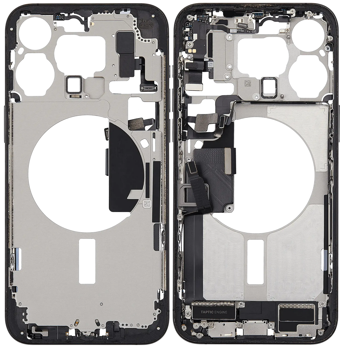 Mid-Frame Housing W/ Charging Port Flex & Small Parts For iPhone 15 Pro Max (EU / Global Version) (Pull) (Black Titanium)