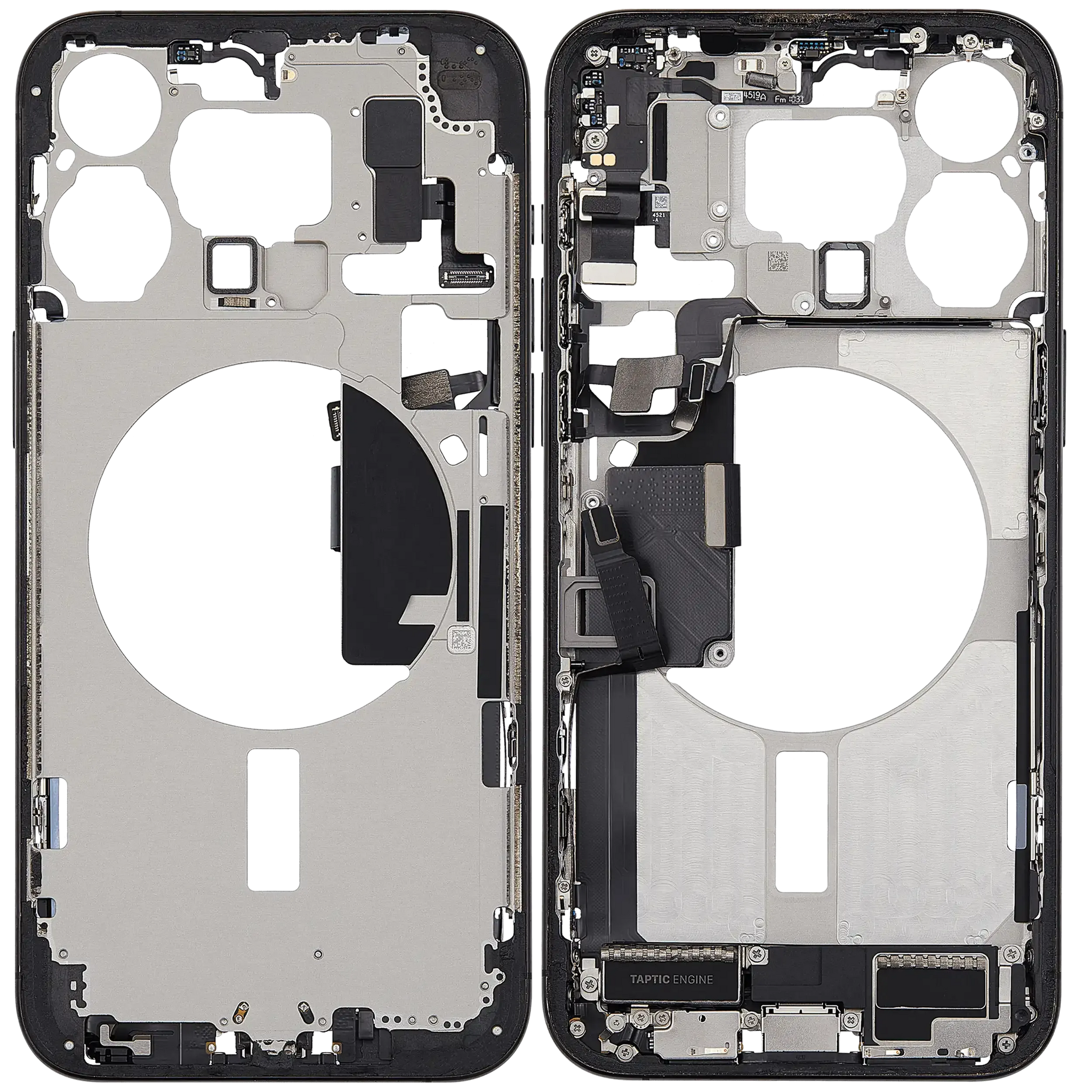 Mid-Frame Housing W/ Charging Port Flex & Small Parts For iPhone 15 Pro Max (EU / Global Version) (Pull) (Black Titanium)