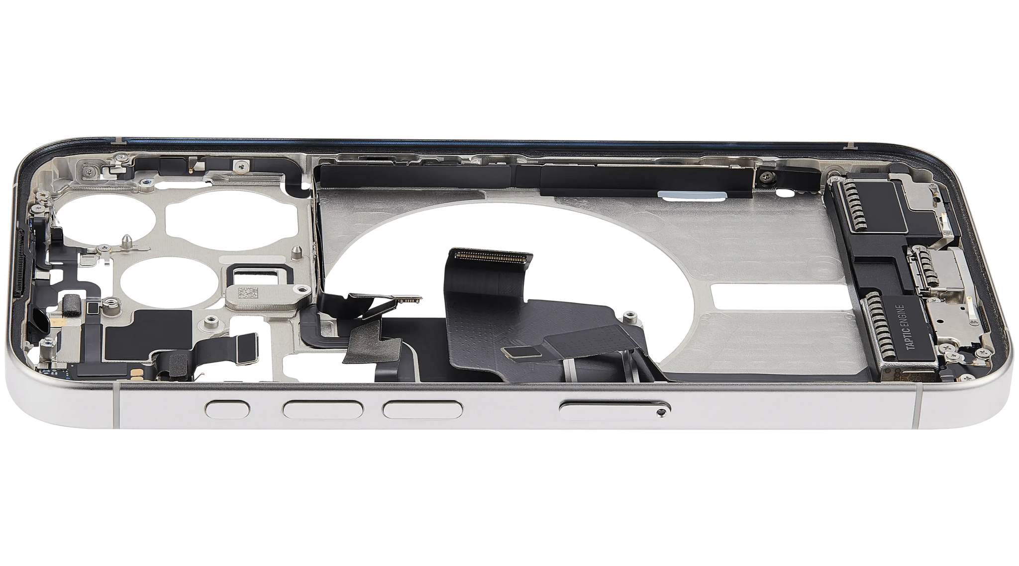 Mid-Frame Housing W/ Charging Port Flex & Small Parts For iPhone 15 Pro (EU / Global Version) (Pull) (White Titanium)