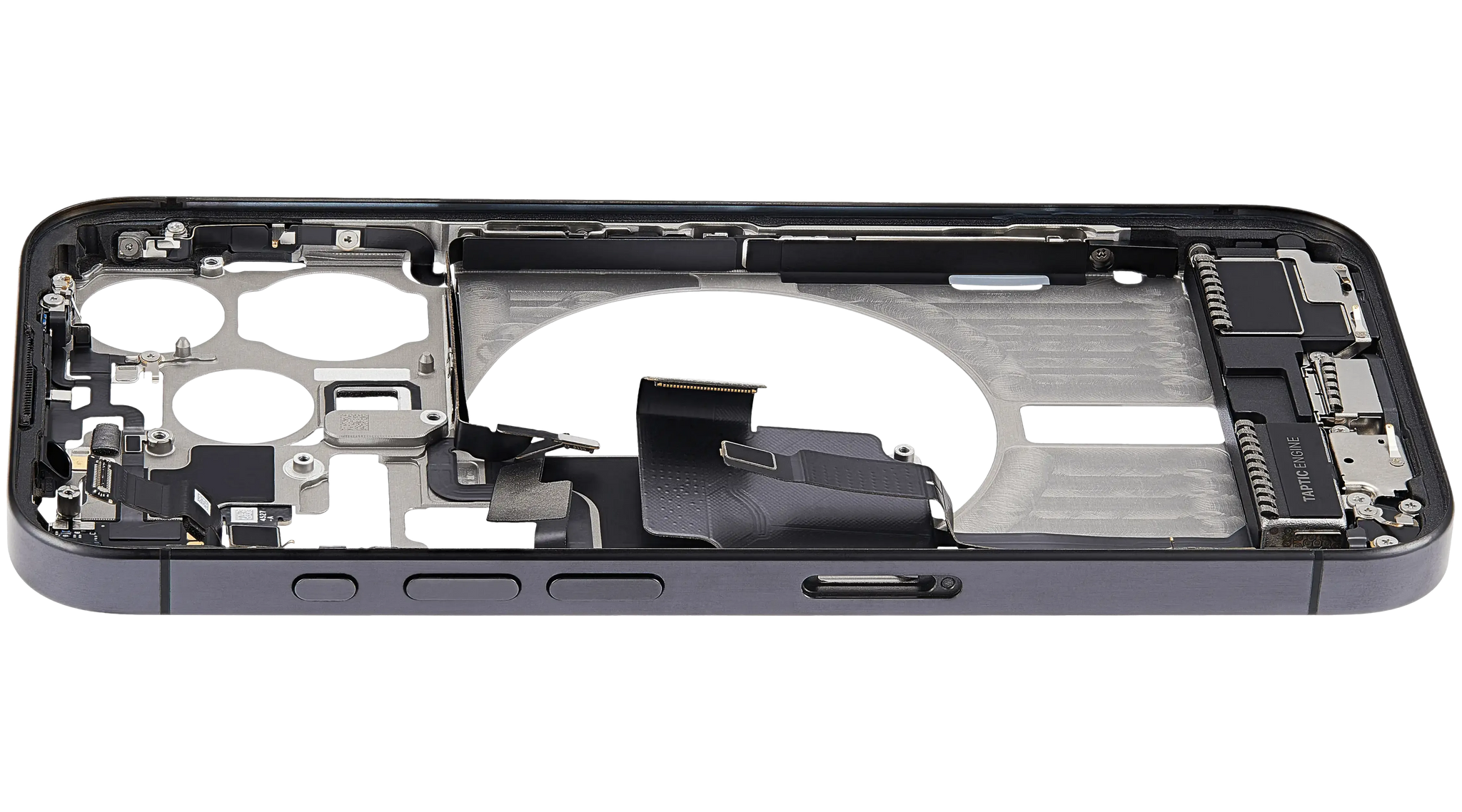 Mid-Frame Housing W/ Charging Port Flex & Small Parts For iPhone 15 Pro (EU / Global Version) (Pull) (Black Titanium)