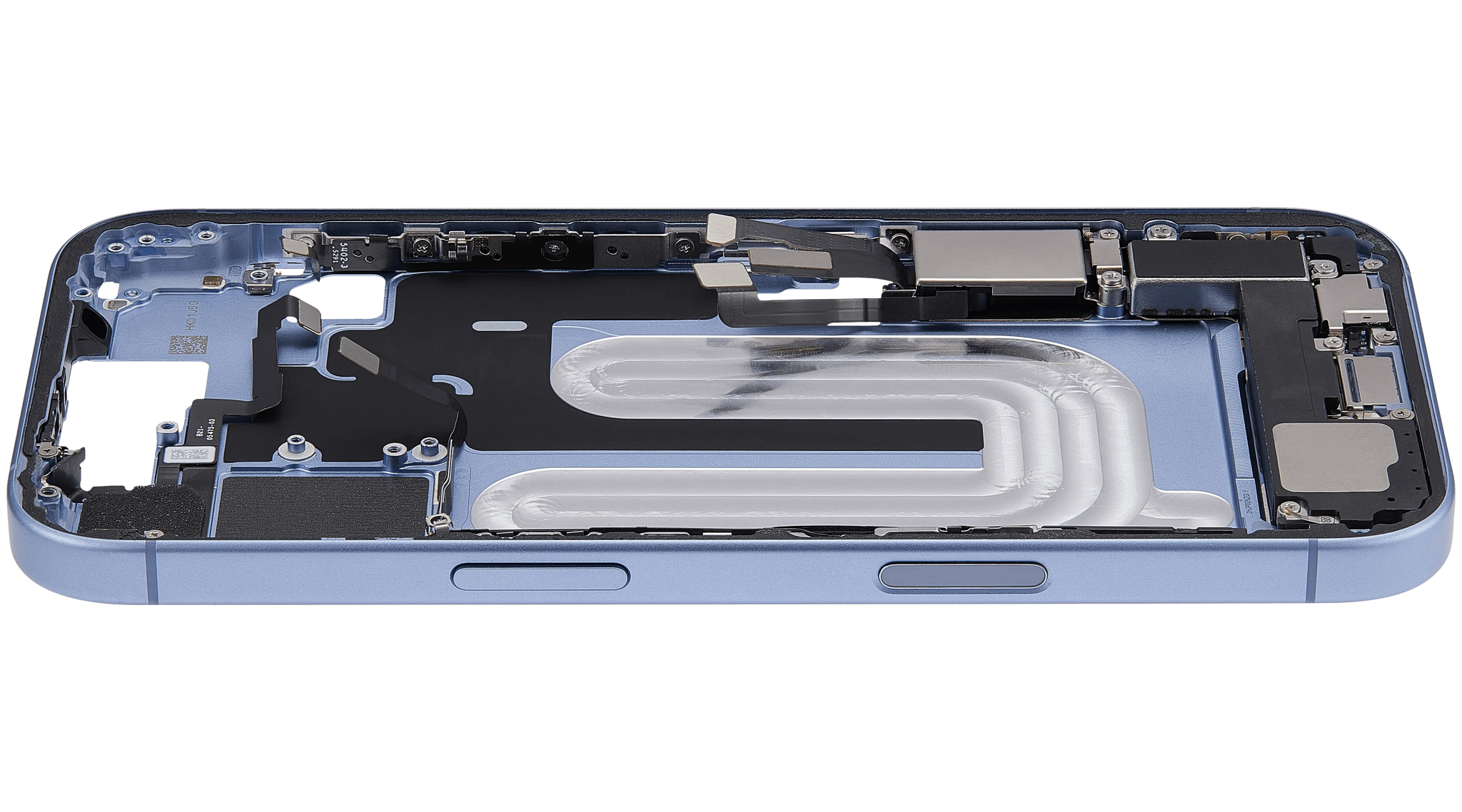 Mid-Frame Housing W/ Charging Port Flex & Small Parts For iPhone 17 (US Version) (Pull) (Mist Blue)