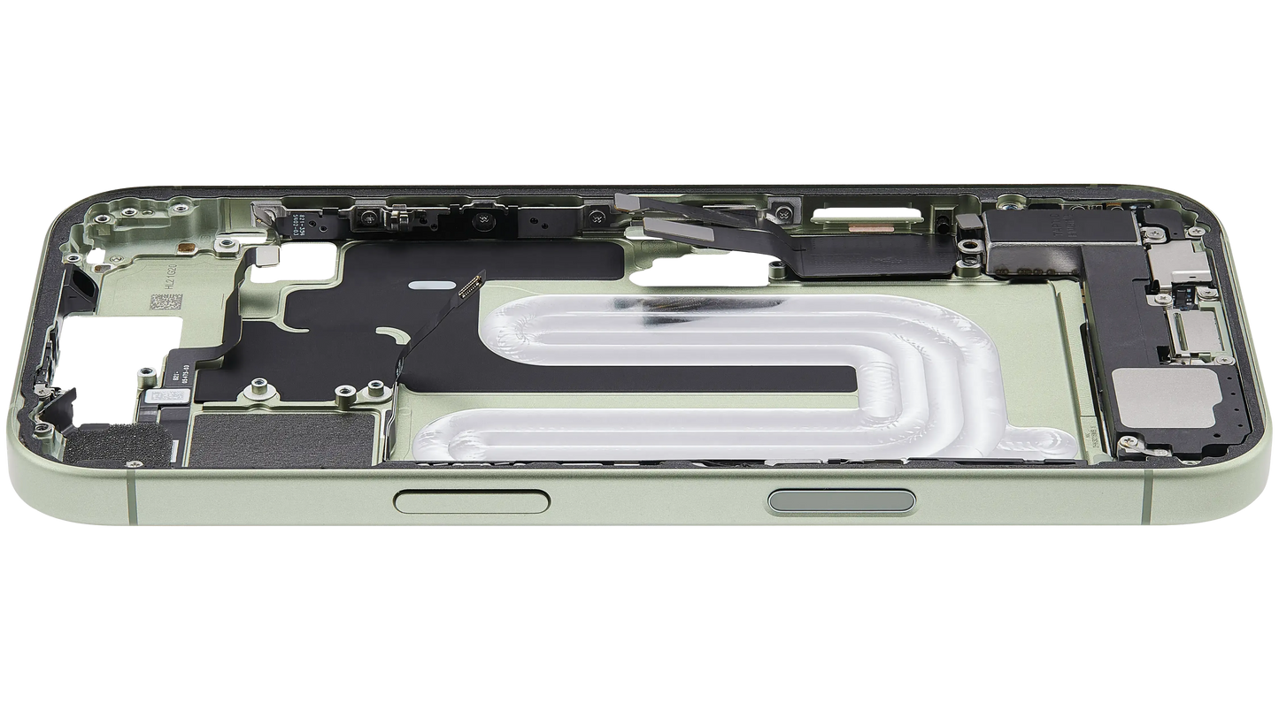 Mid-Frame Housing W/ Charging Port Flex & Small Parts For iPhone 17 (EU / Global Version) (Pull) (Sage)