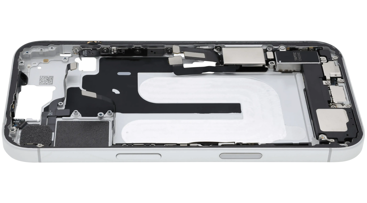 Mid-Frame Housing W/ Charging Port Flex & Small Parts For iPhone 16 (US Version) (Pull) (White)