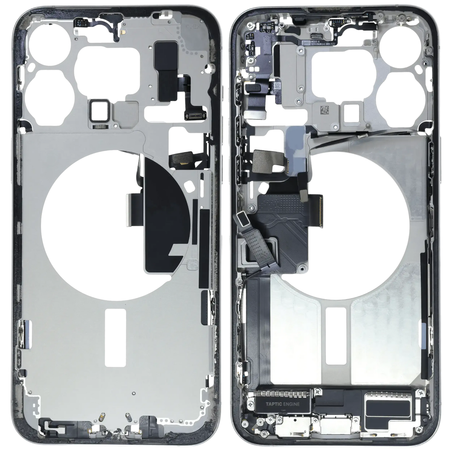 Mid-Frame Housing W/ Charging Port Flex & Small Parts For iPhone 15 Pro Max (EU / Global Version) (Pull) (White Titanium)