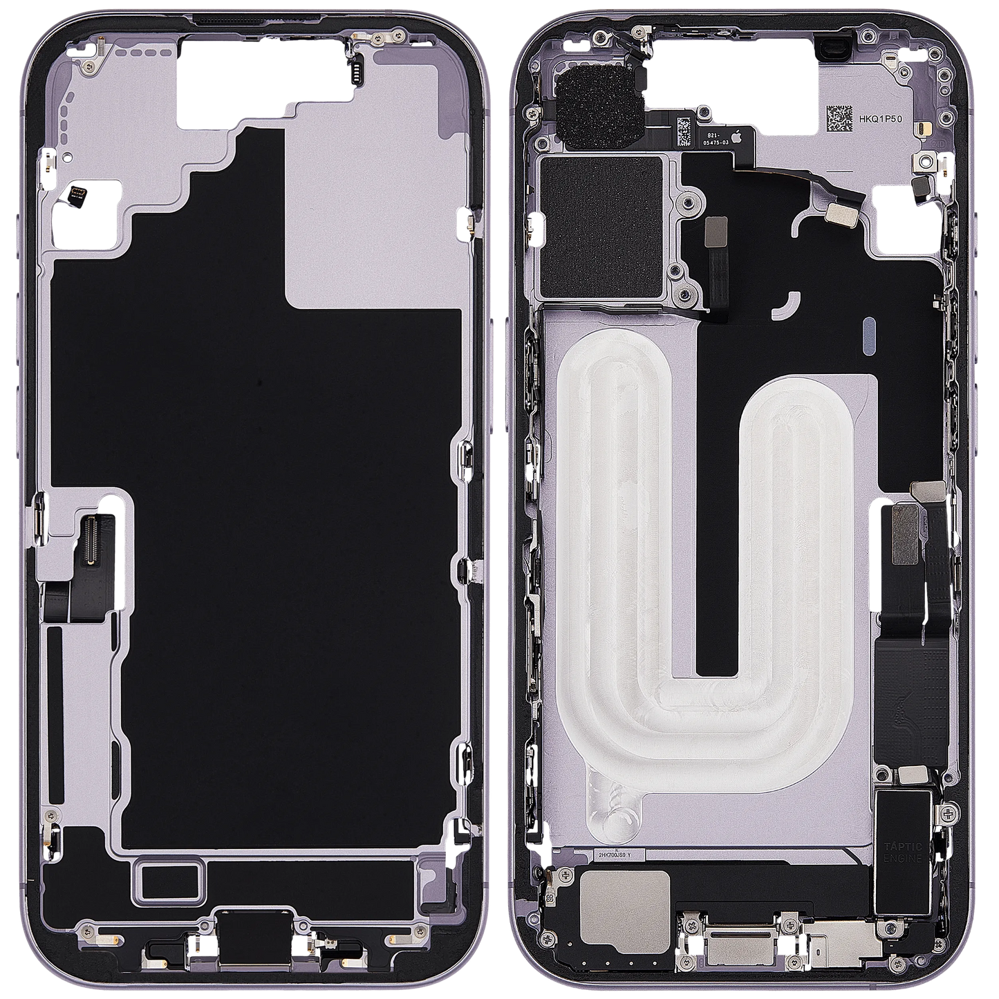 Mid-Frame Housing W/ Charging Port Flex & Small Parts For iPhone 17 (US Version) (Pull) (Lavender)