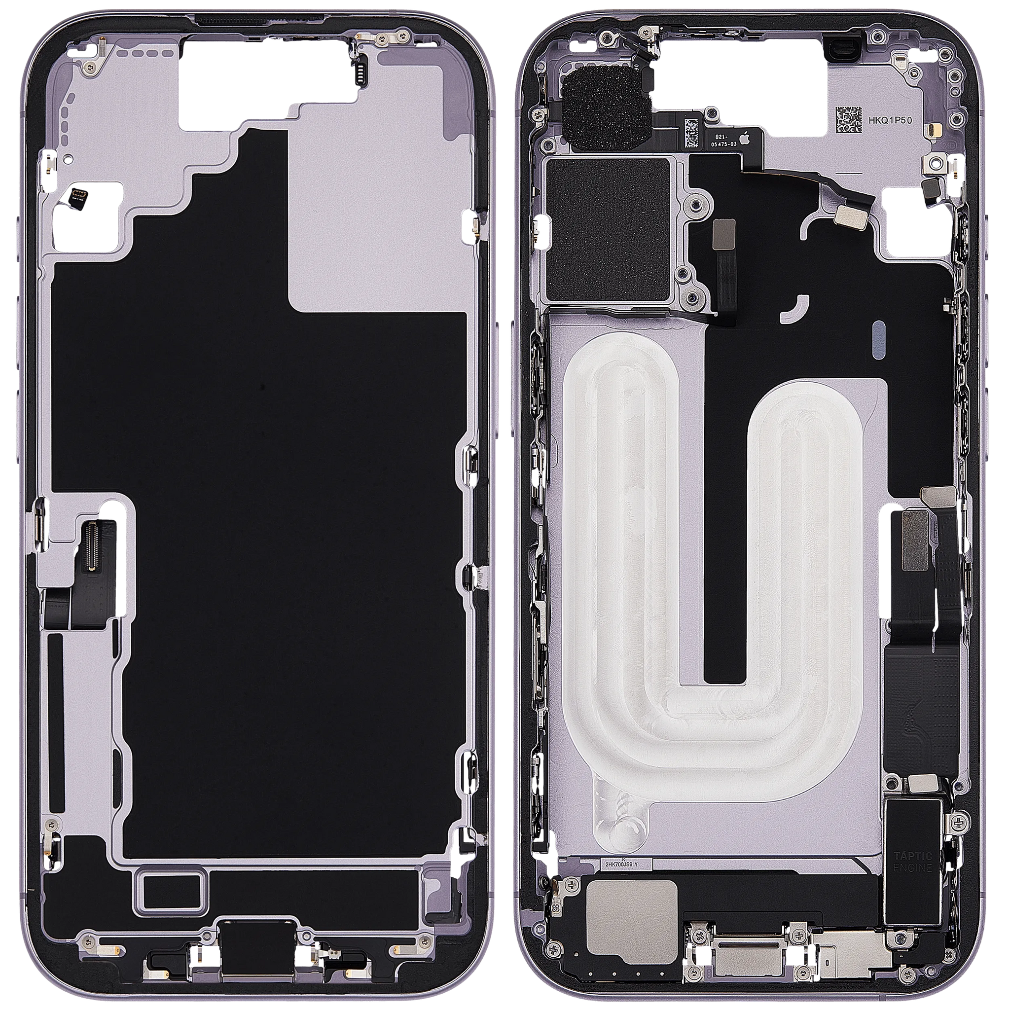 Mid-Frame Housing W/ Charging Port Flex & Small Parts For iPhone 17 (US Version) (Pull) (Lavender)