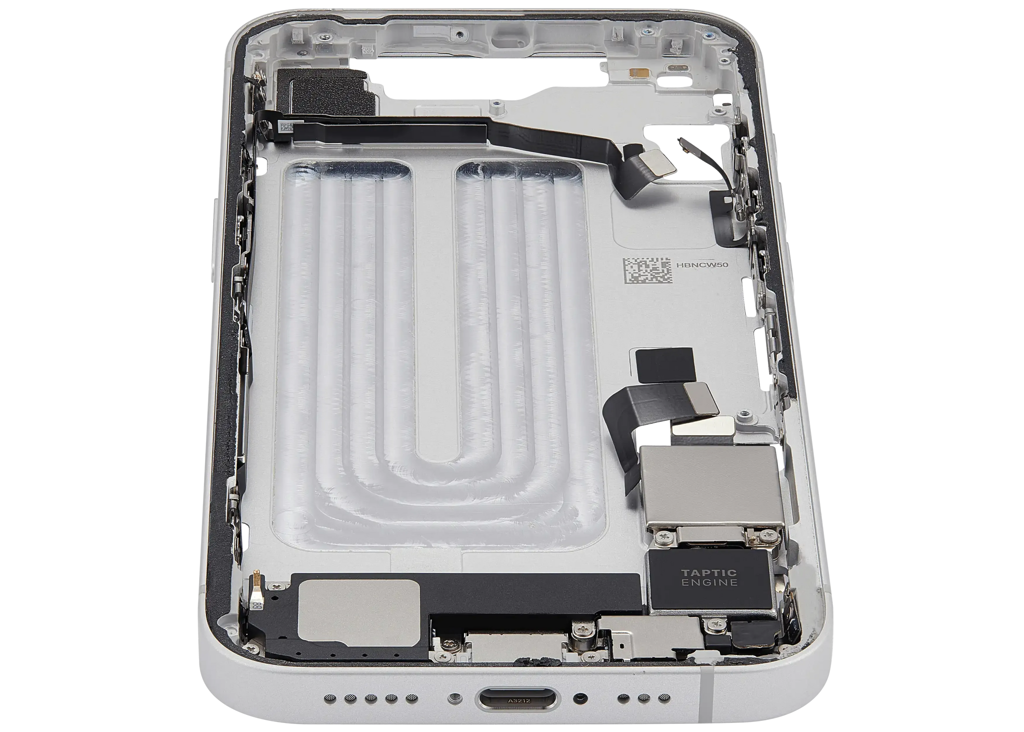 Mid-Frame Housing W/ Charging Port Flex & Small Parts For iPhone 16e (US Version) (Pull) (White)