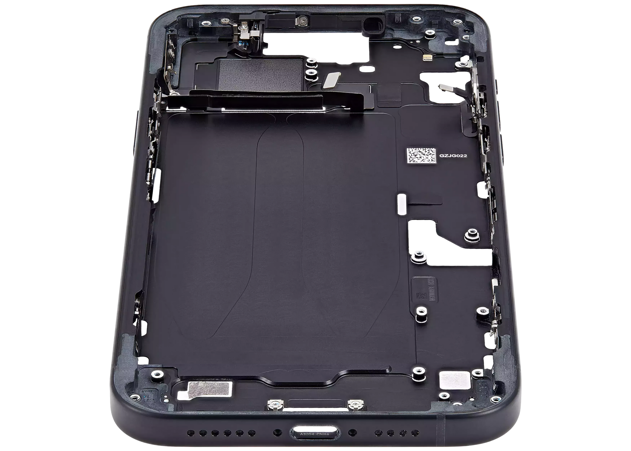 Mid-Frame Housing W/ Charging Port Flex & Small Parts For iPhone 15 Plus (EU / Global Version) (Pull) (Black)