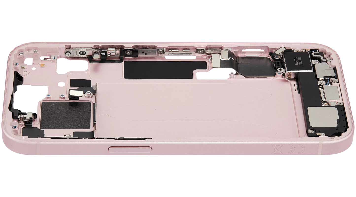 Mid-Frame Housing W/ Charging Port Flex & Small Parts For iPhone 15 (EU / Global Version) (Pull) (Pink)