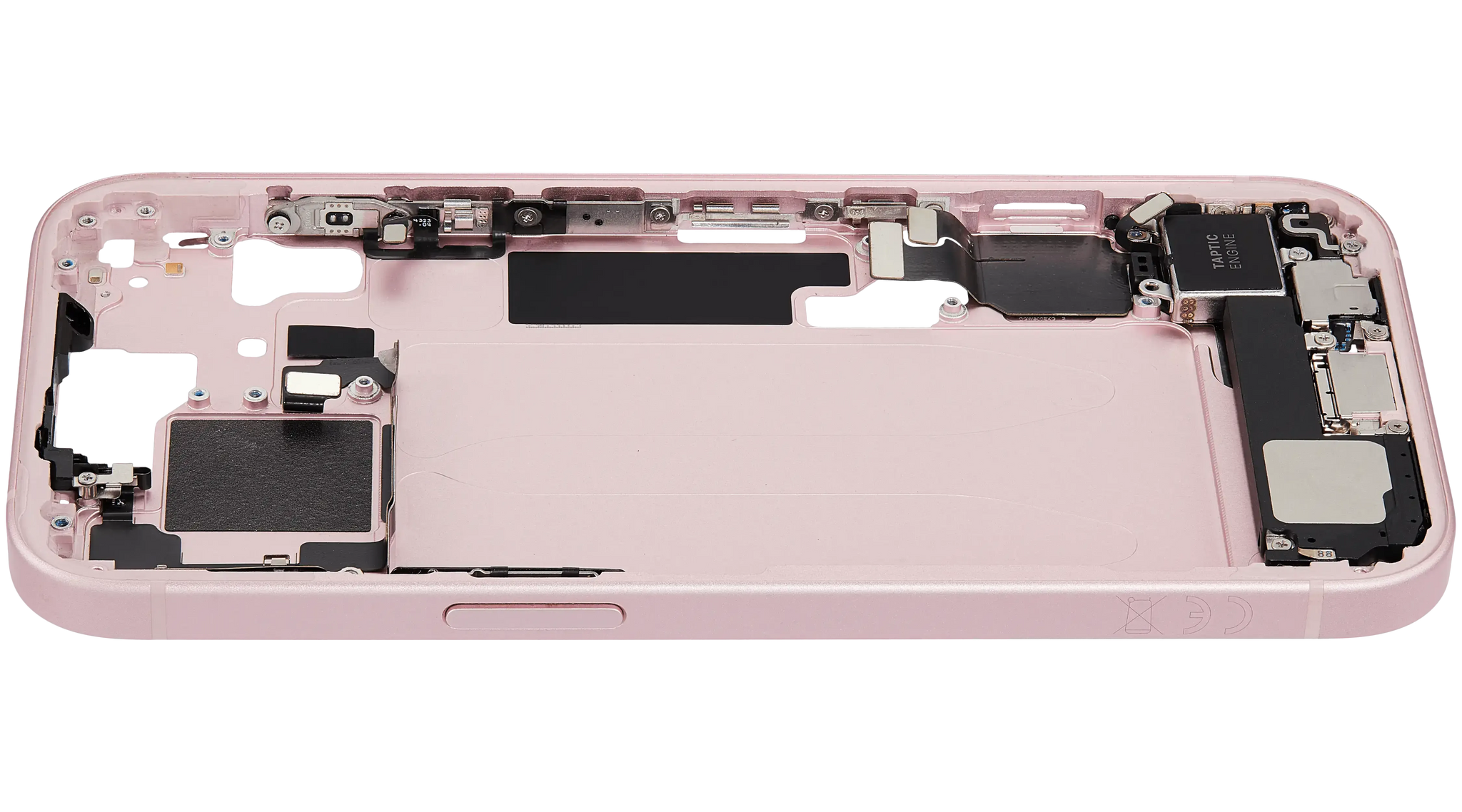 Mid-Frame Housing W/ Charging Port Flex & Small Parts For iPhone 15 (EU / Global Version) (Pull) (Pink)