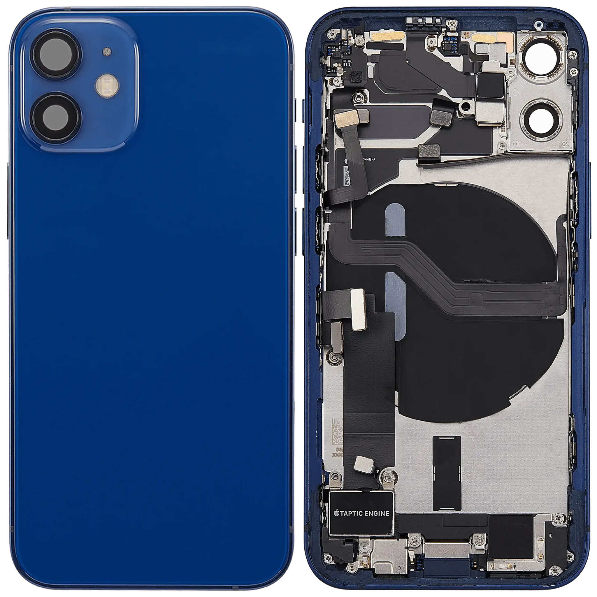Back Housing W/ Charging Port Flex & Small Parts For iPhone 12 Mini (US Version) (Pull) (Blue)