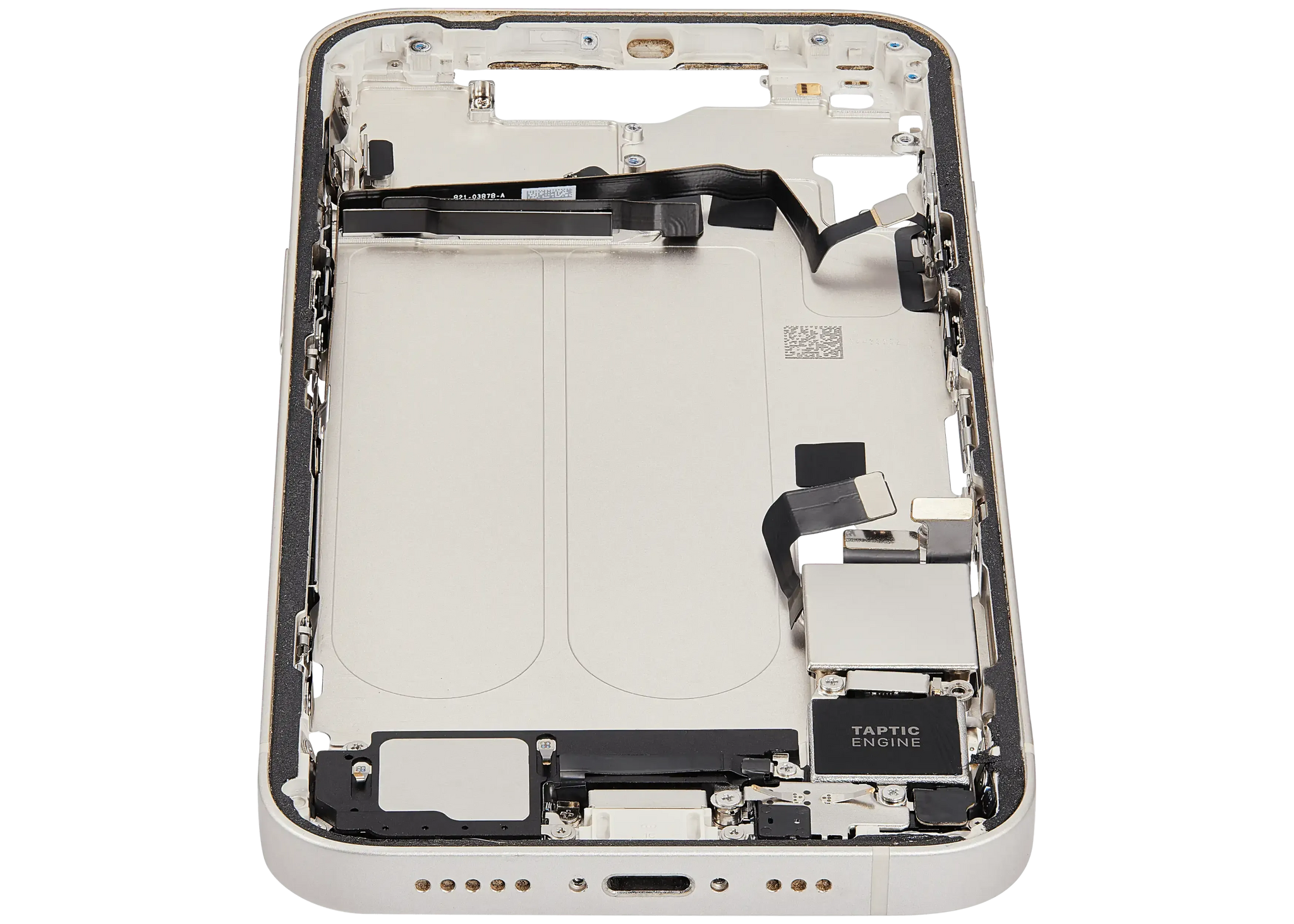 Mid-Frame Housing W/ Charging Port Flex & Small Parts For iPhone 14 (US Version) (Used OEM Pull: Grade A) (Starlight)