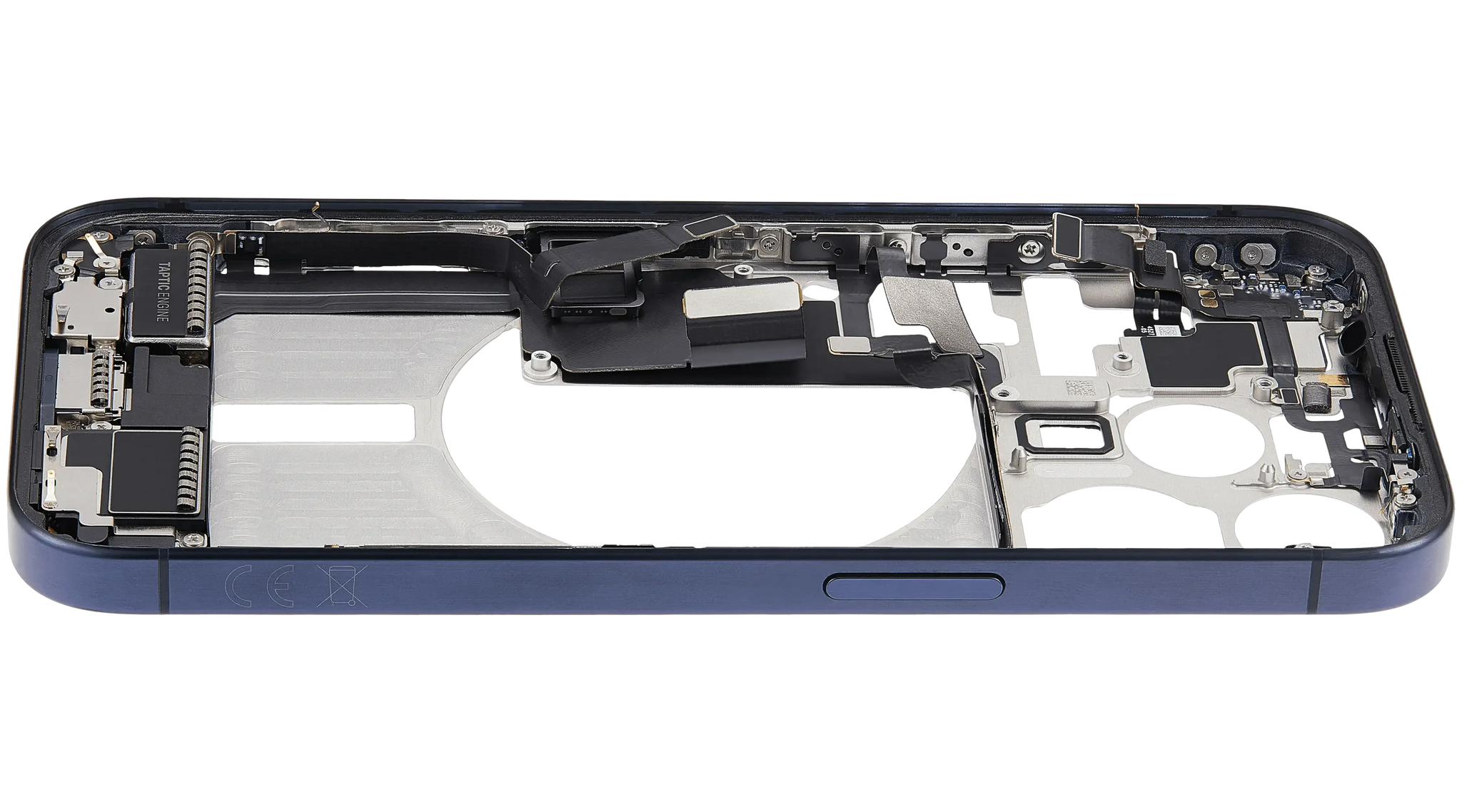 Mid-Frame Housing W/ Charging Port Flex & Small Parts For iPhone 15 Pro (EU / Global Version) (Pull) (Blue Titanium)