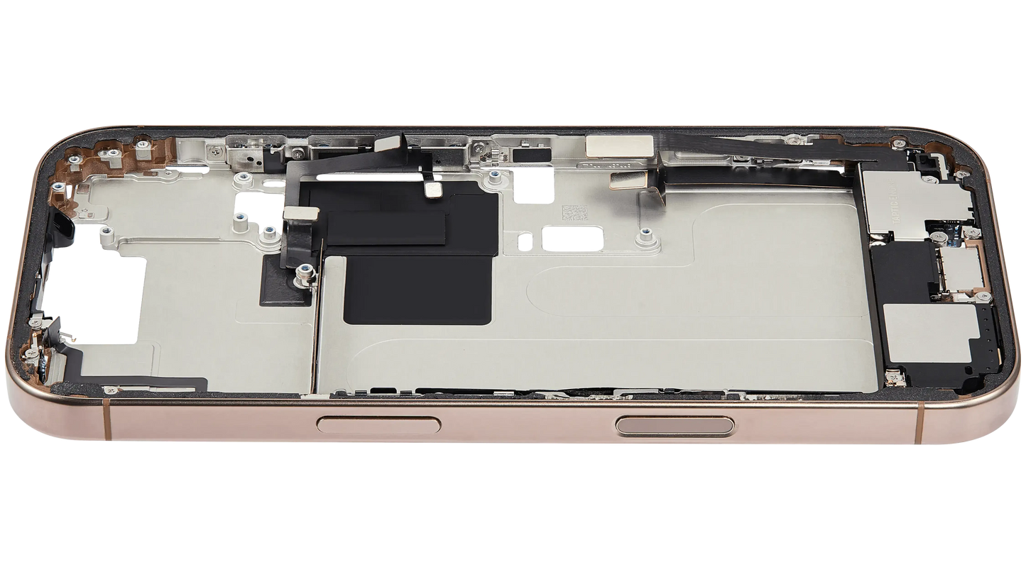 Mid-Frame Housing W/ Charging Port Flex & Small Parts For iPhone 16 Pro (US Version) (Pull) (Desert Titanium)