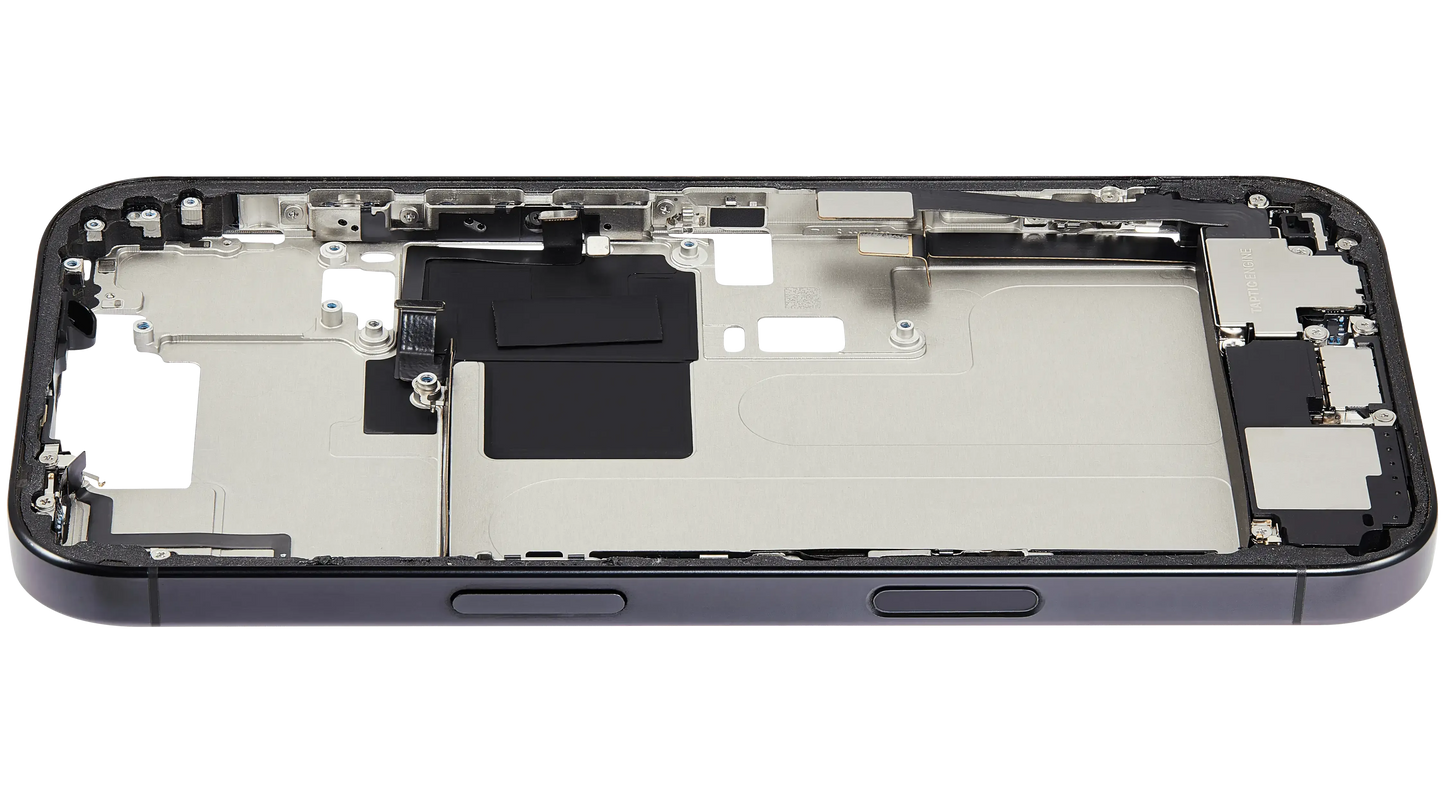 Mid-Frame Housing W/ Charging Port Flex & Small Parts For iPhone 16 Pro (US Version) (Pull) (Black Titanium)