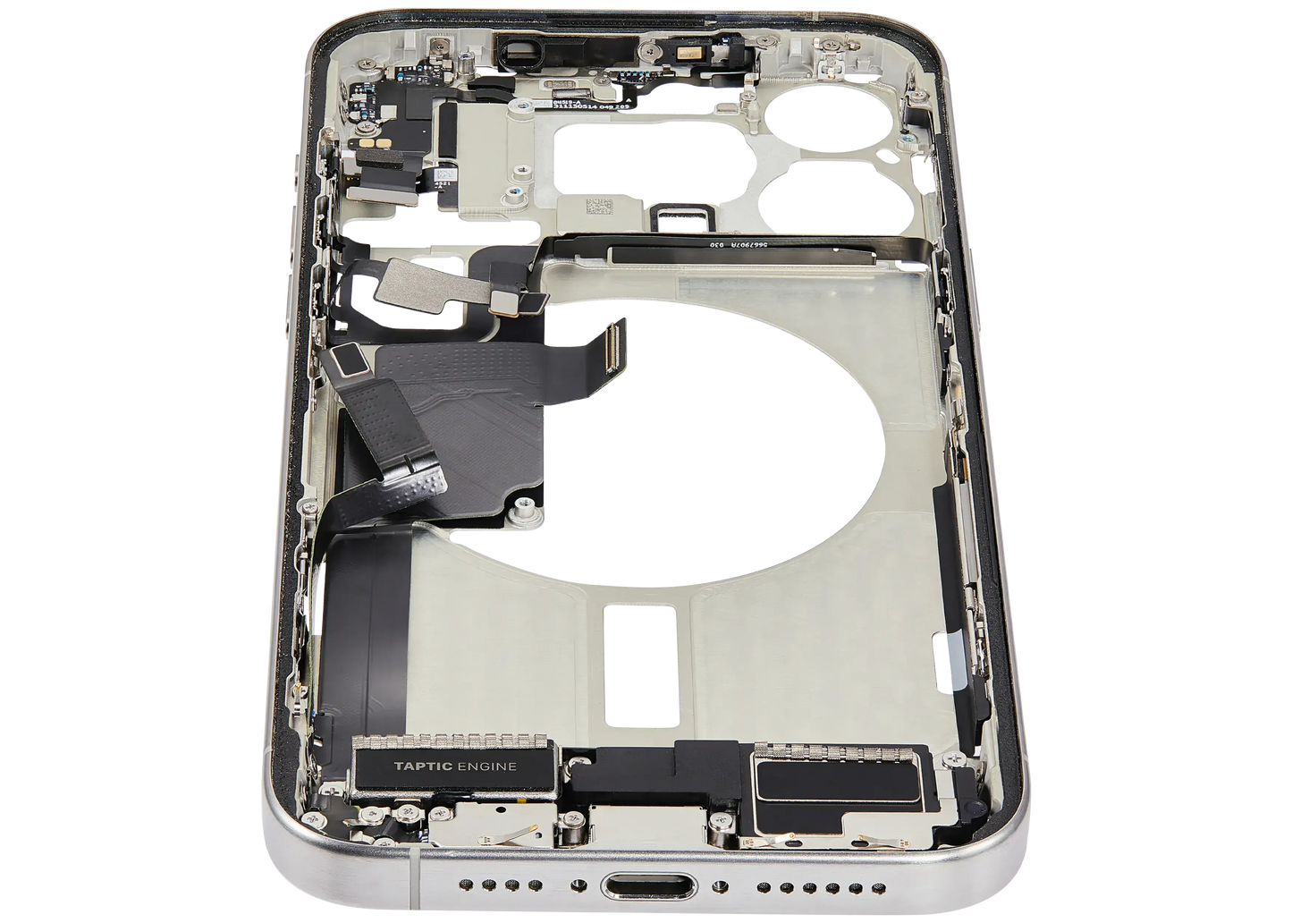 Mid-Frame Housing W/ Charging Port Flex & Small Parts For iPhone 15 Pro Max (US Version) (Pull) (White Titanium)