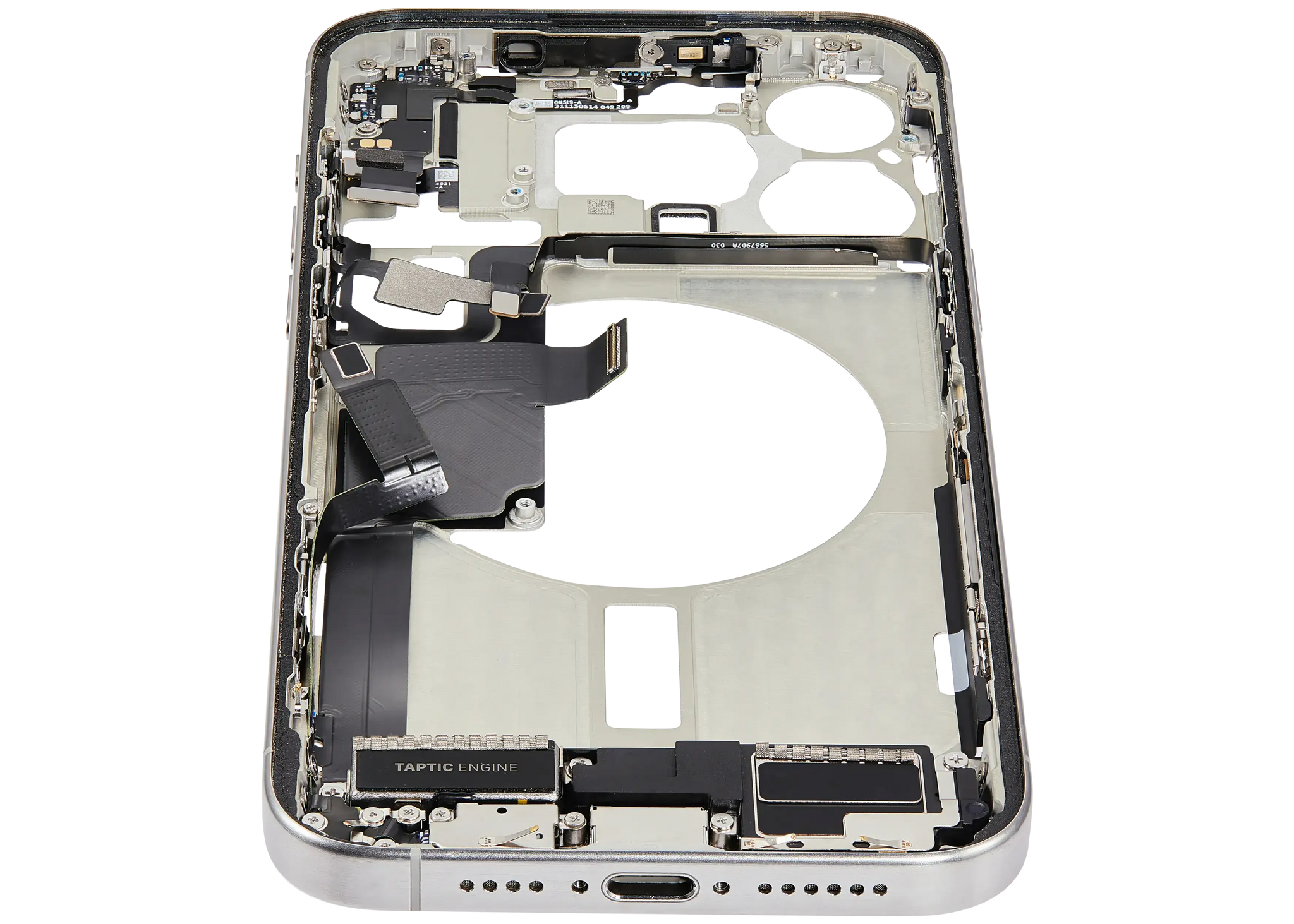 Mid-Frame Housing W/ Charging Port Flex & Small Parts For iPhone 15 Pro Max (US Version) (Pull) (White Titanium)