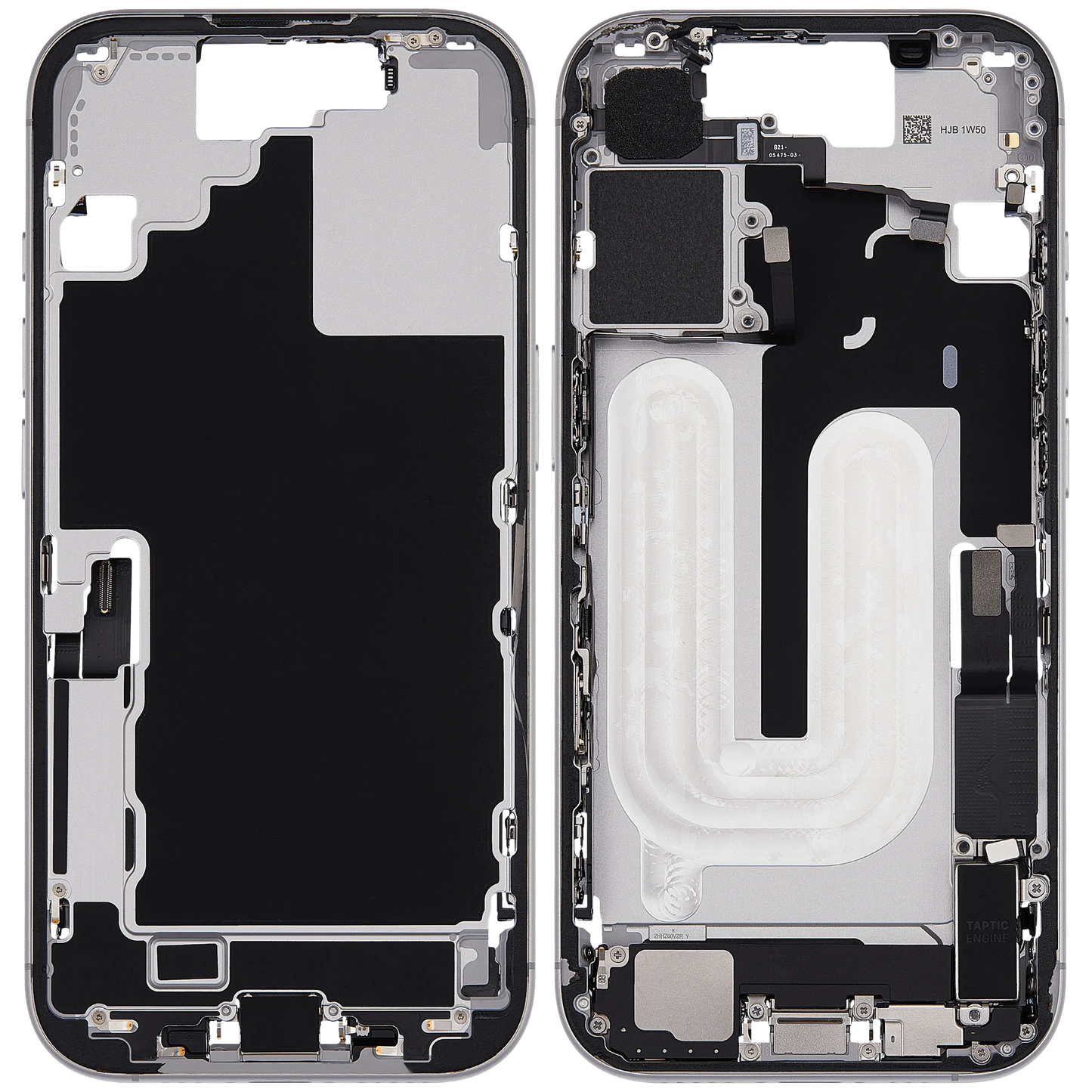 Mid-Frame Housing W/ Charging Port Flex & Small Parts For iPhone 17 (US Version) (Pull) (White)