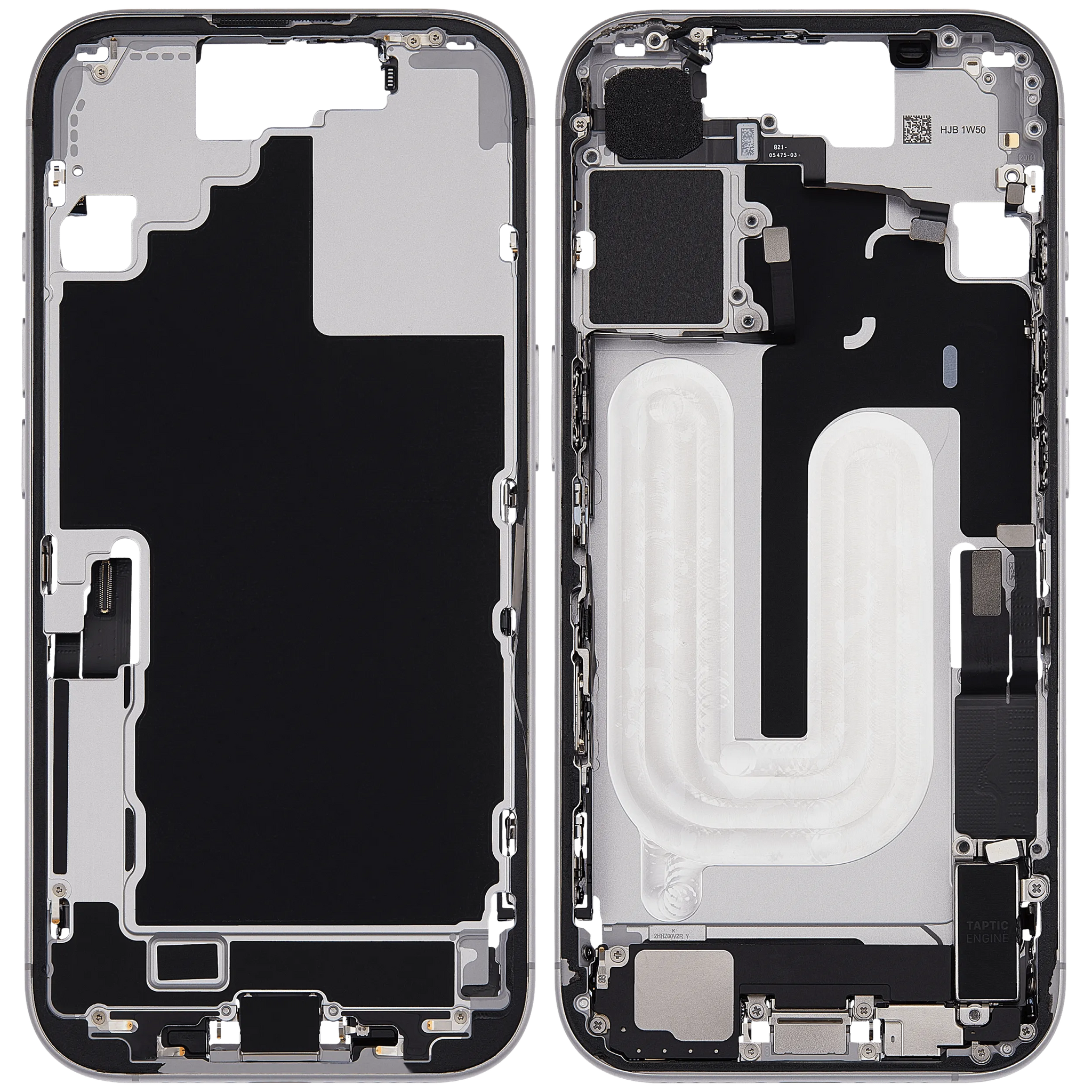 Mid-Frame Housing W/ Charging Port Flex & Small Parts For iPhone 17 (US Version) (Pull) (White)
