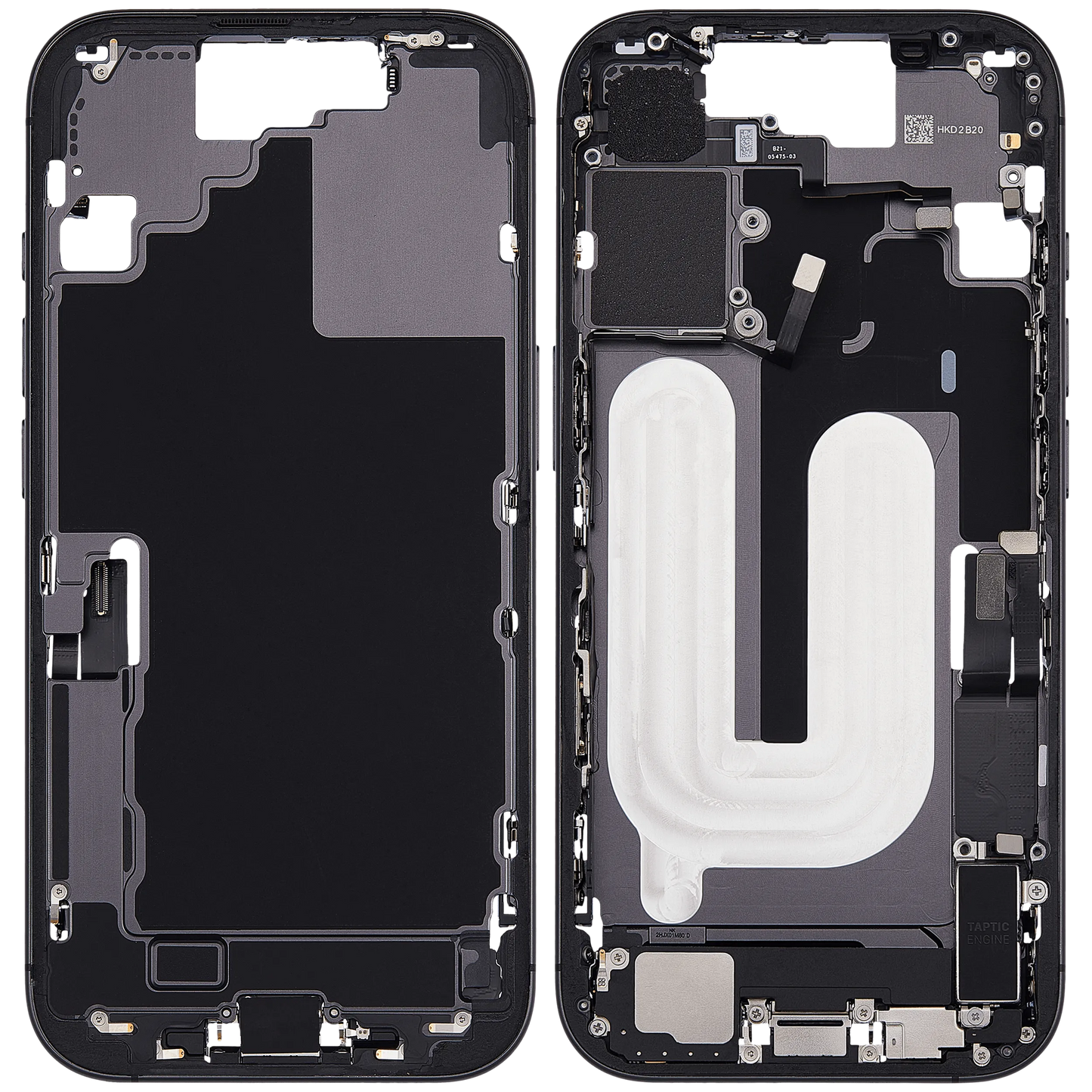 Mid-Frame Housing W/ Charging Port Flex & Small Parts For iPhone 17 (EU / Global Version) (Pull) (Black)